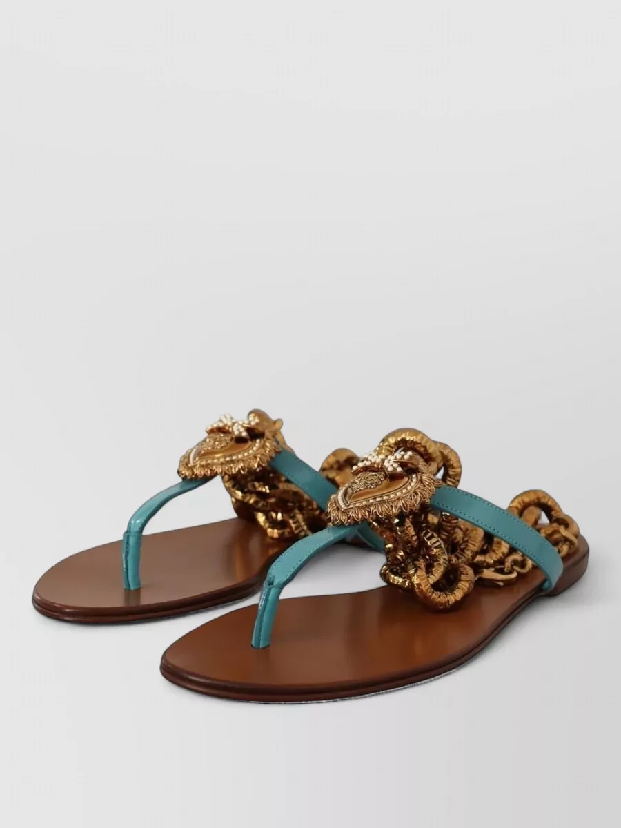 Dolce&Gabbana Leather Flat Sandals