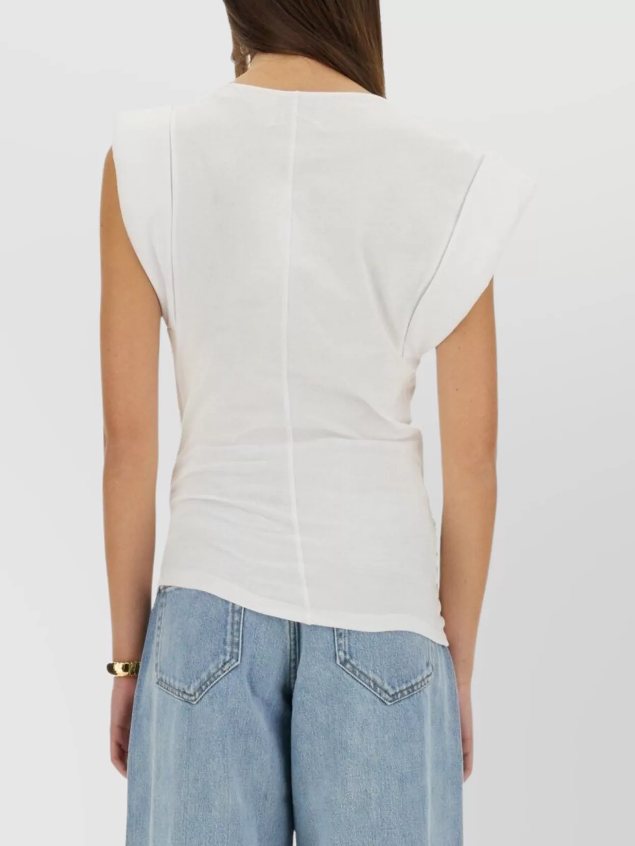 Isabel Marant Sleeveless Draped Shoulder Pads Asymmetric Hem Top