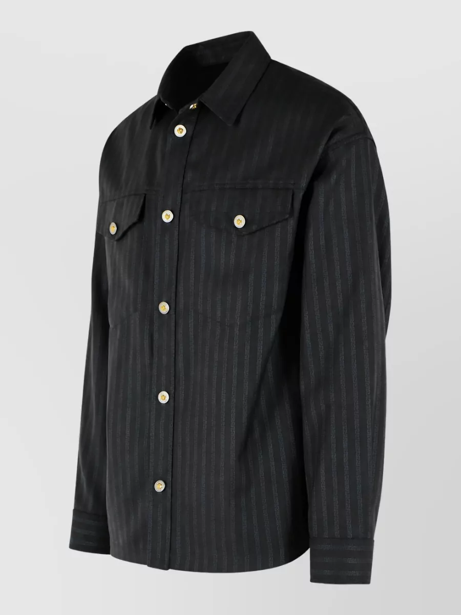 Versace Wool Greca Jacquard Shirt Jacket