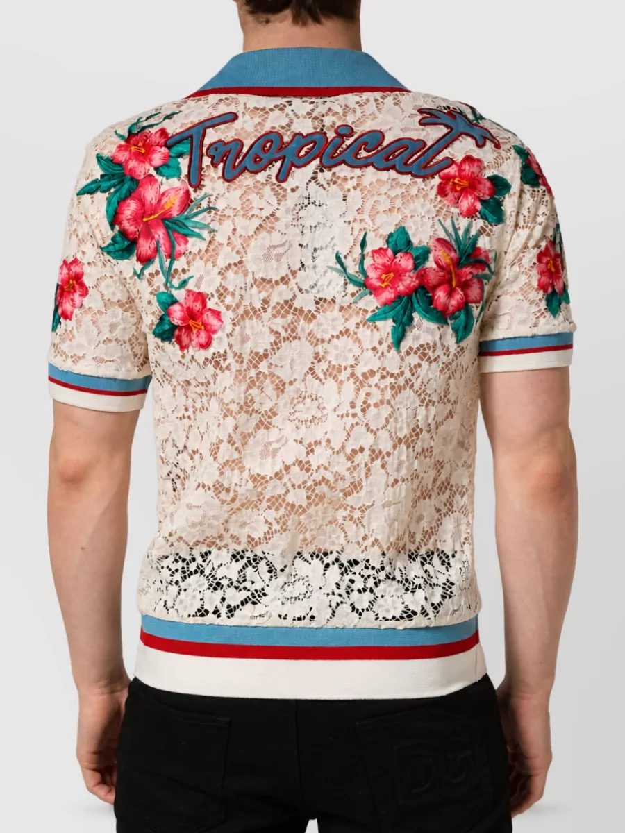 Dolce&Gabbana Floral Lace Polo Shirt