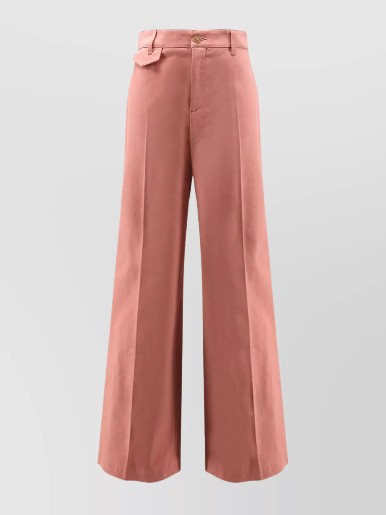 Chloé Cotton High Waist Flared Trousers With Back Pockets