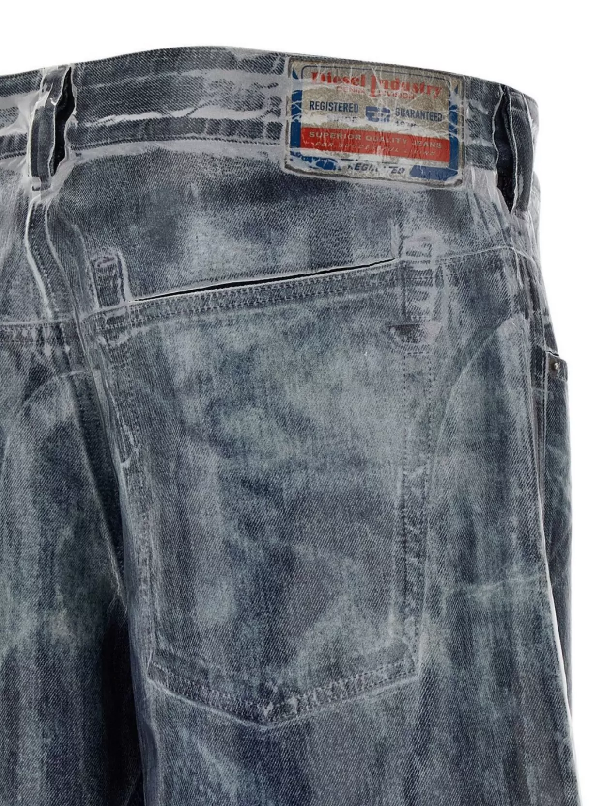 Diesel Wide Leg Washed Effect Denim Trousers