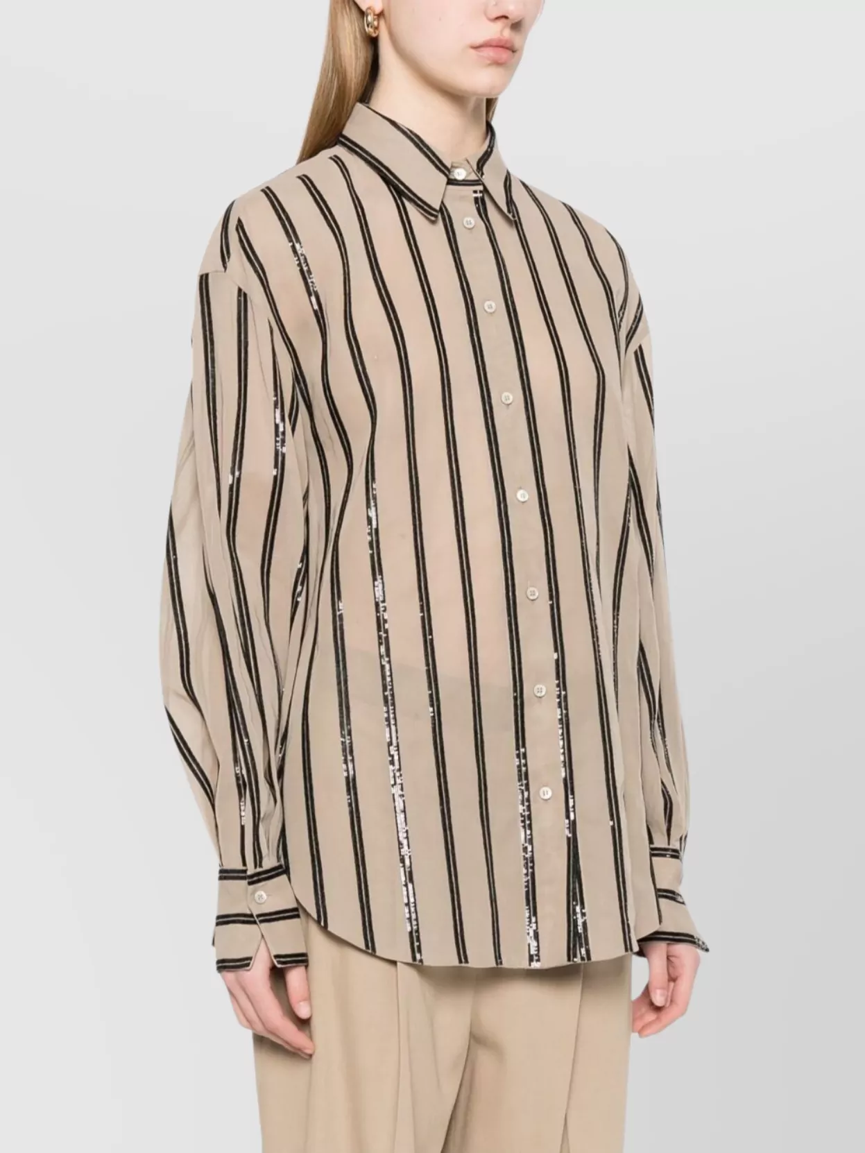 Brunello Cucinelli Vertical Striped Cotton Shirt