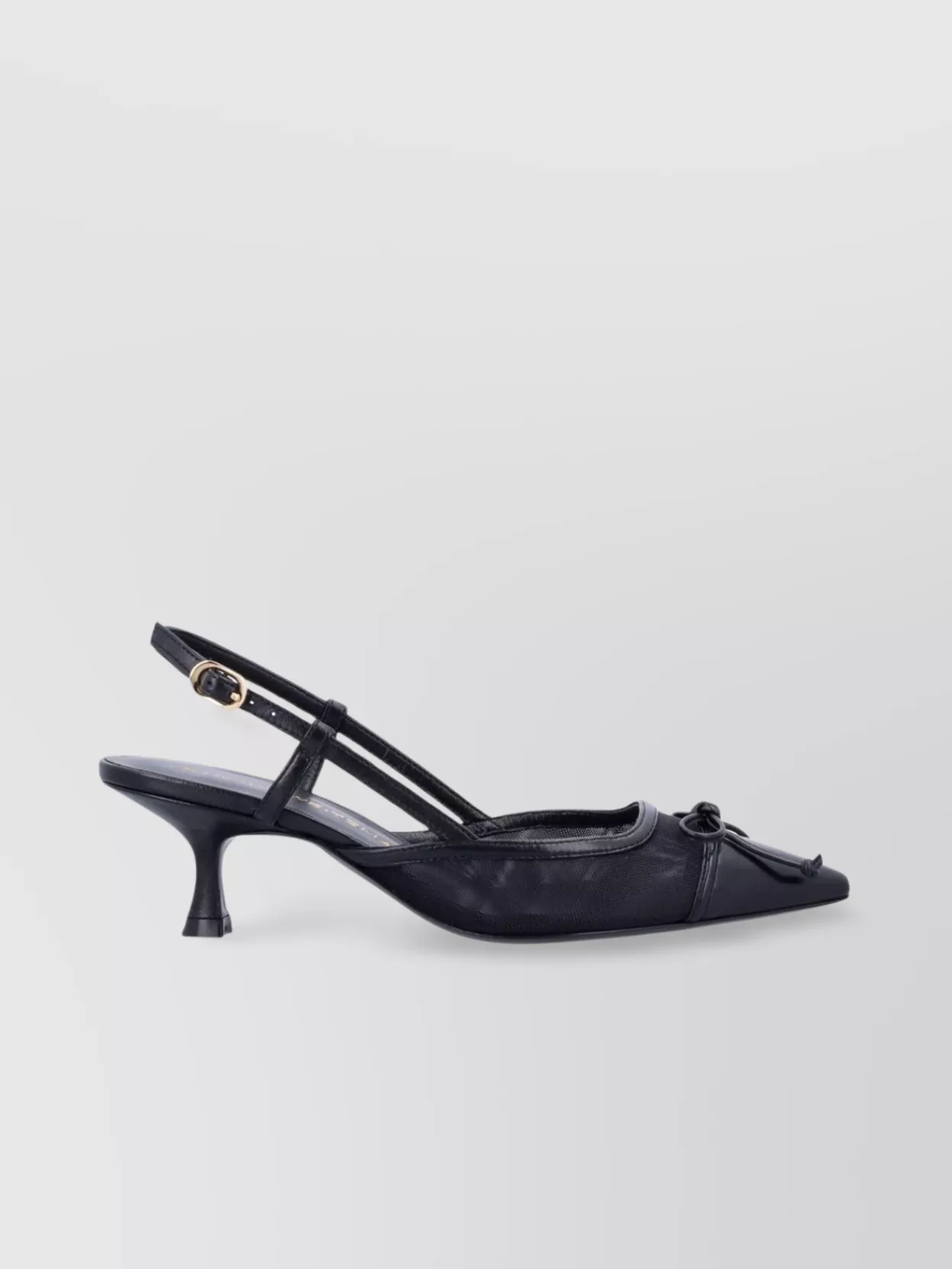 Stuart Weitzman Mesh And Leather Slingback Pumps With Sculptural Heel