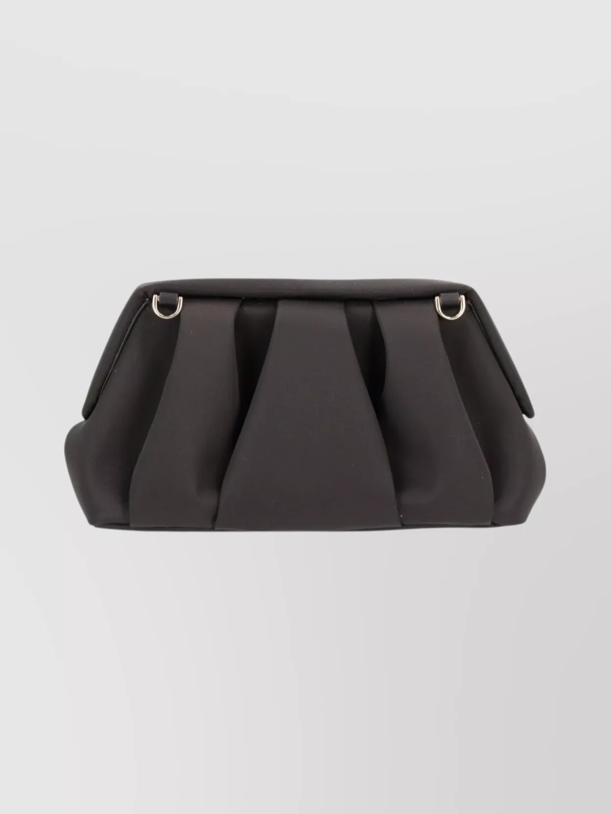 Themoirè Pleated Top Handle Structured Clutch Bag In Black