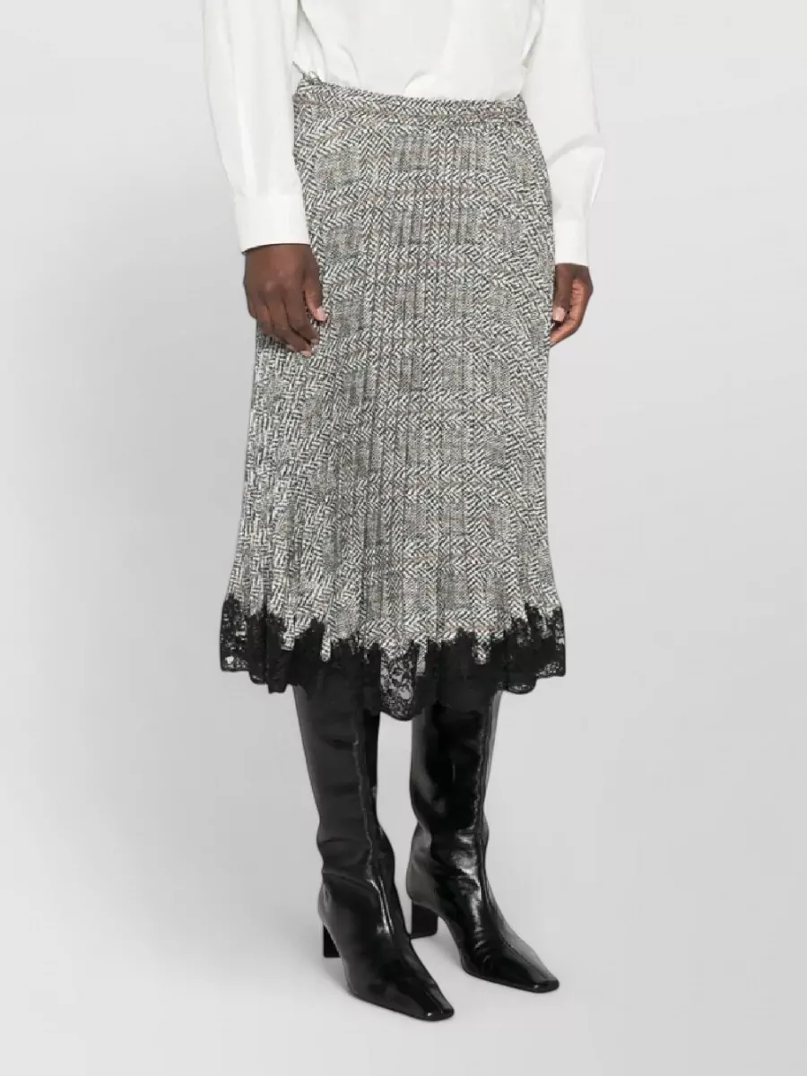 Ermanno Scervino Pleated Lace Midi Skirt