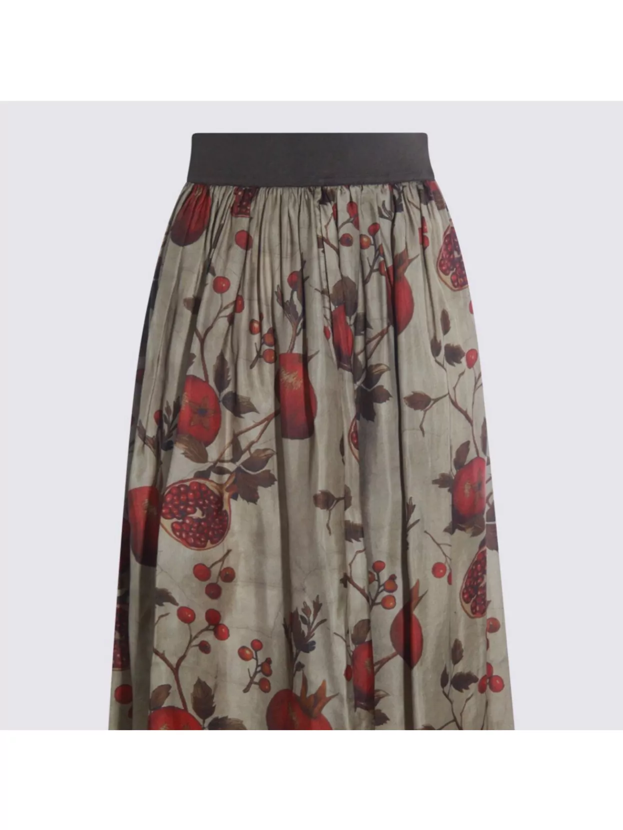 Uma Wang Elastic Waistband Floral Print Maxi Skirt In Brown