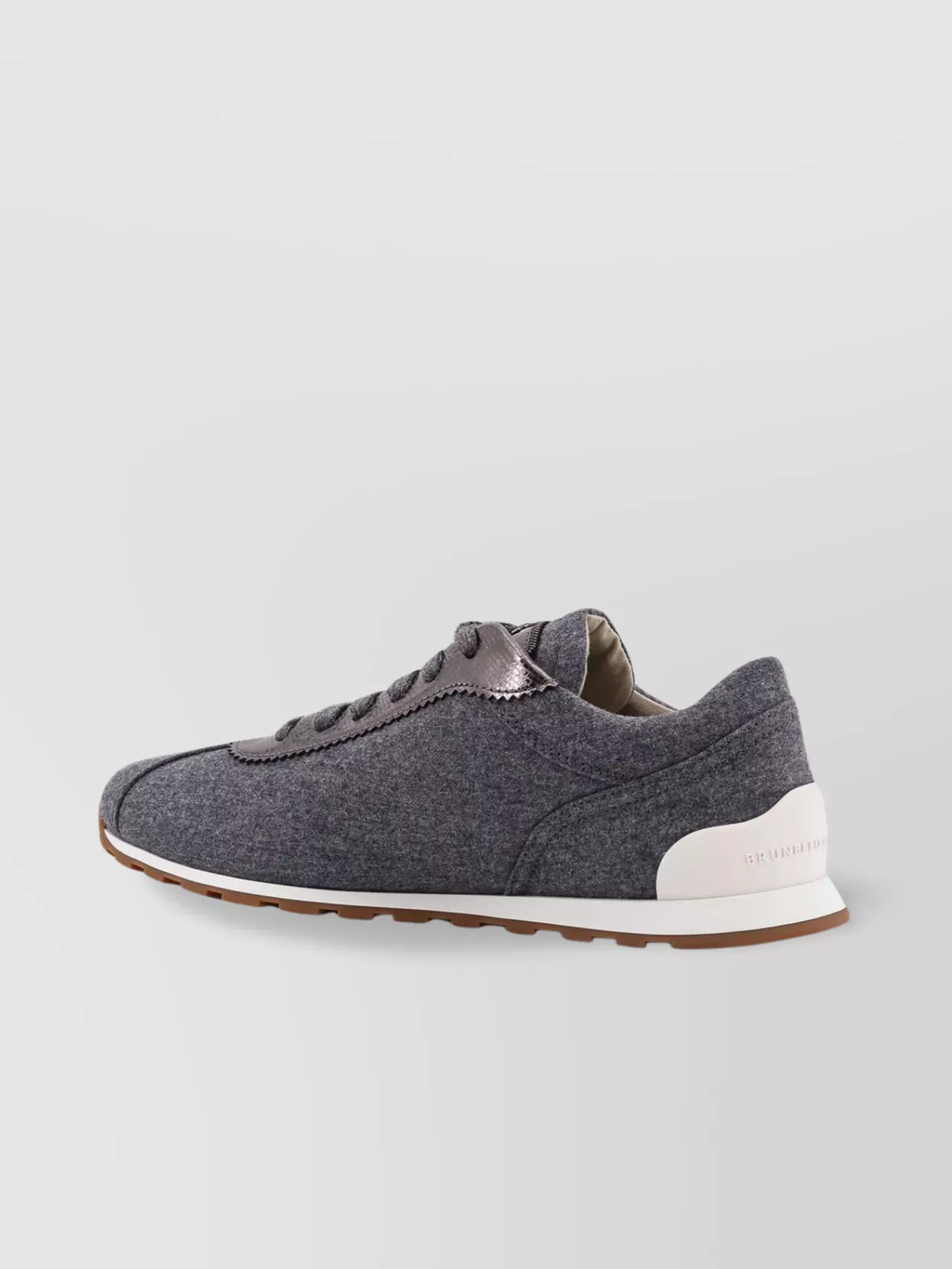 Brunello Cucinelli Low-Top Wool Flannel Sneakers Leather Profiles
