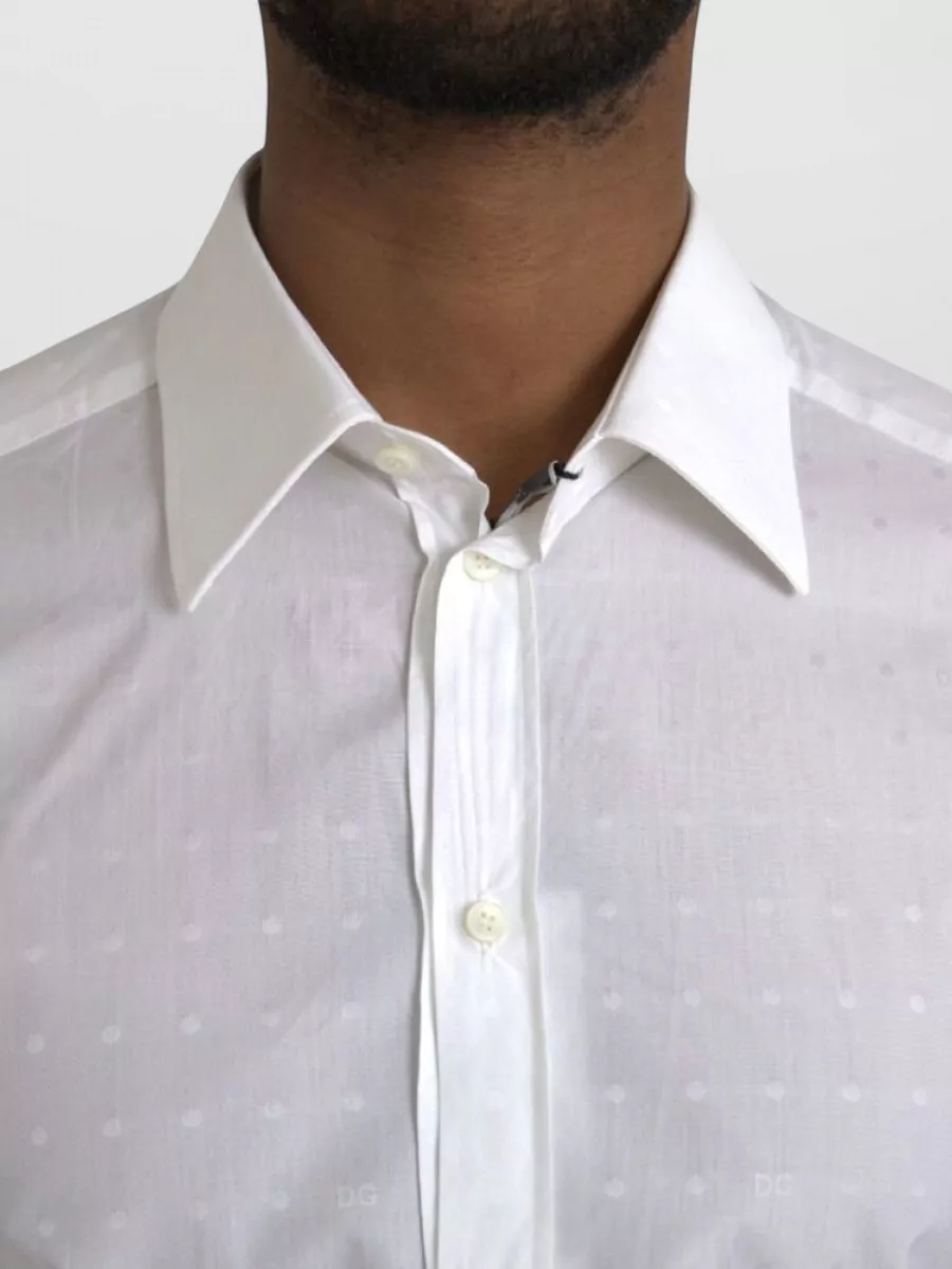 Dolce&Gabbana Cotton Slim-Fit Micro-Pattern Dress Shirt