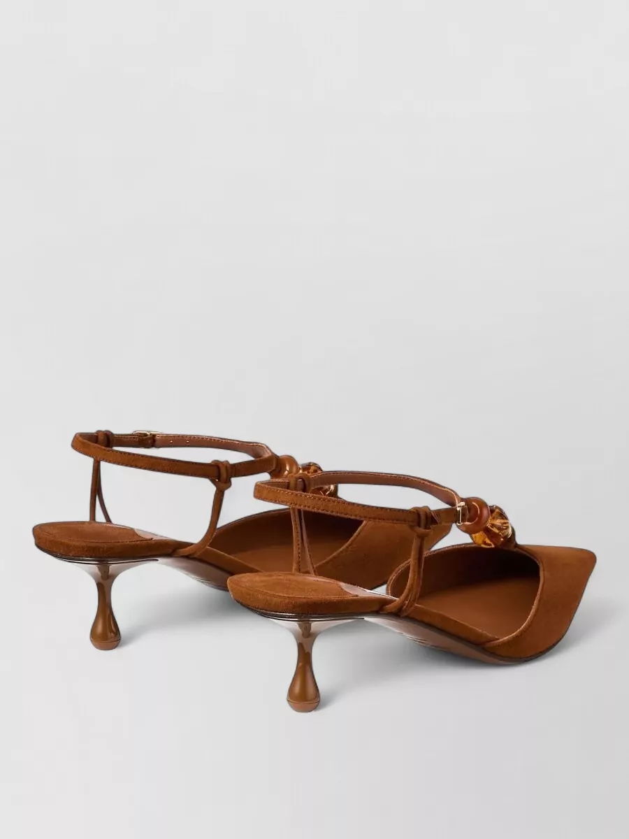 Jimmy Choo Suede Leather Bead Embellished Slingback Pumps