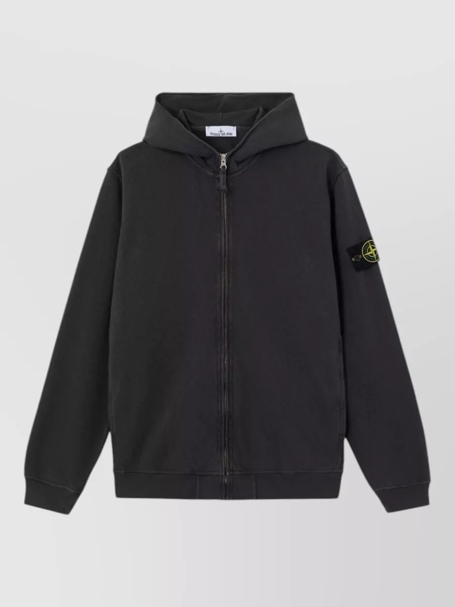 Stone Island Cotton Hooded Zip Sweatshirt