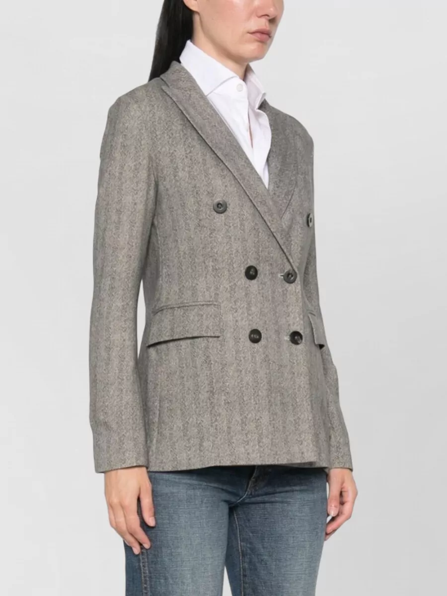 Circolo 1901 Cotton Herringbone Double-Breasted Suit Jacket