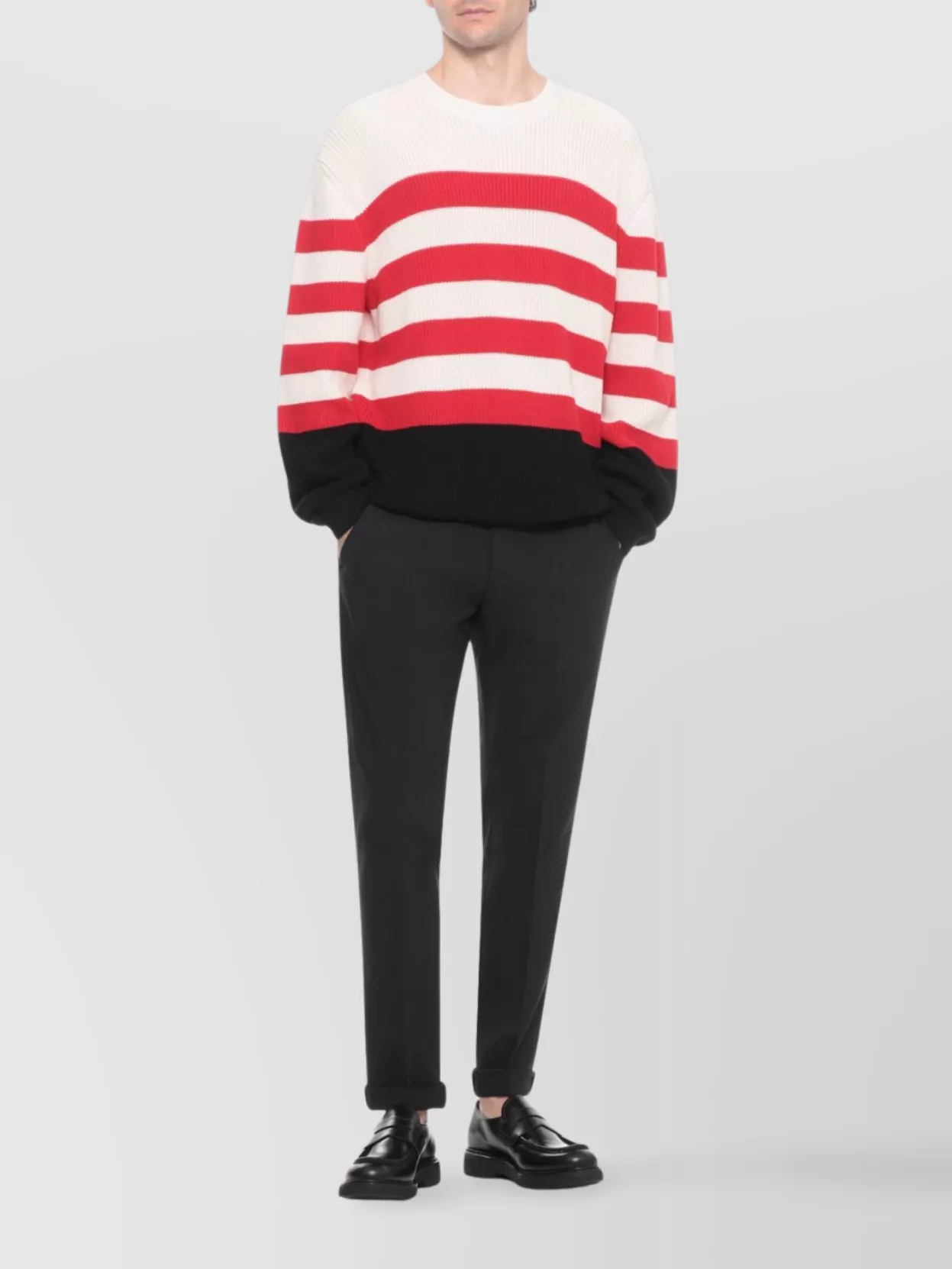 Dondup Straight Cut Trousers Cuffed Hem Detail