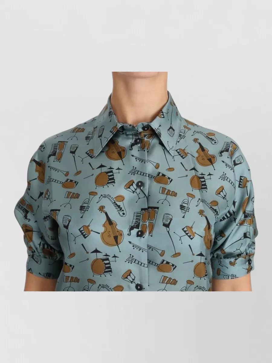 Dolce&Gabbana Silk Printed Short-Sleeve Shirt