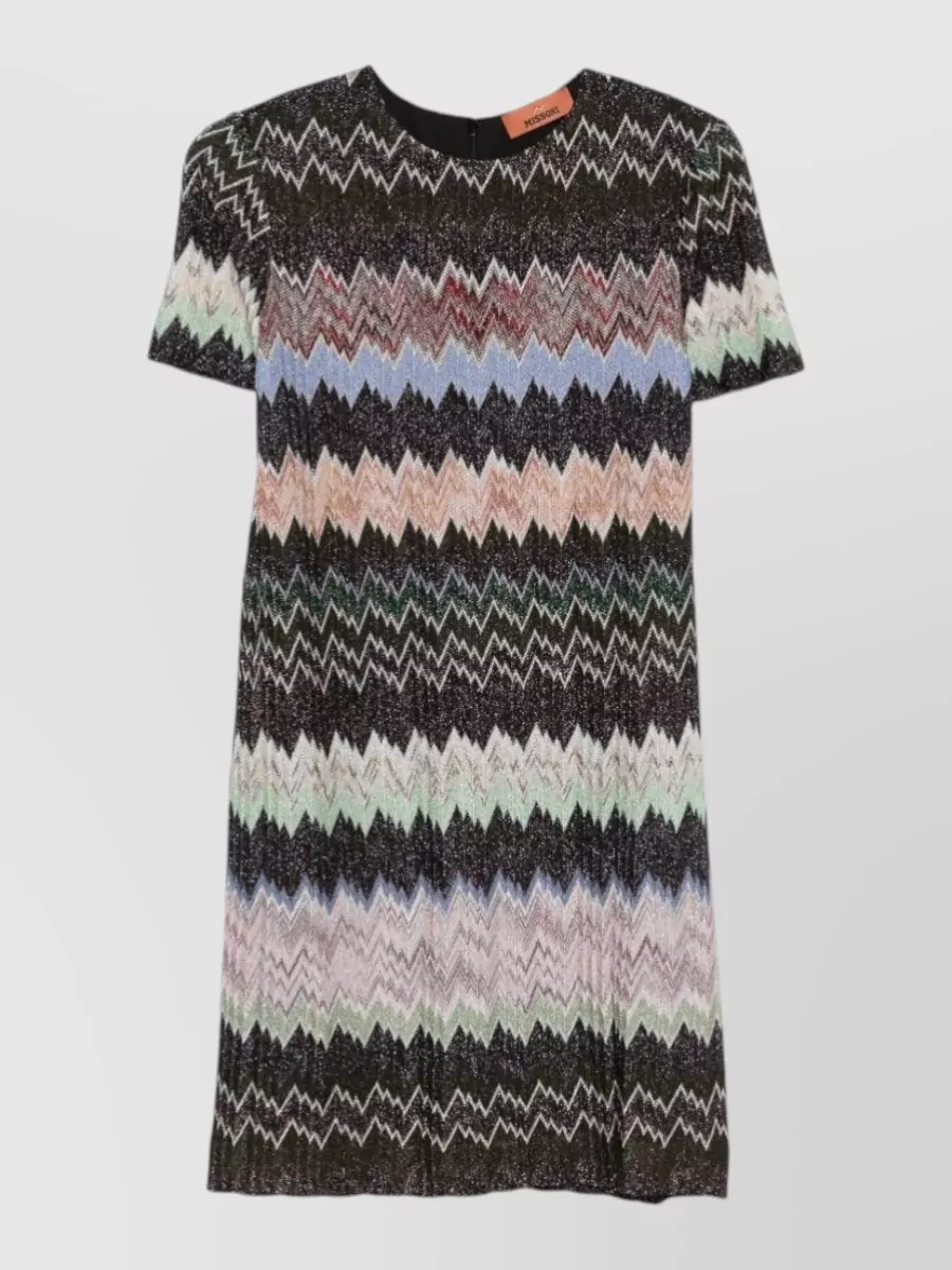 Missoni Metallic Zigzag Short-Sleeve Mini Dress