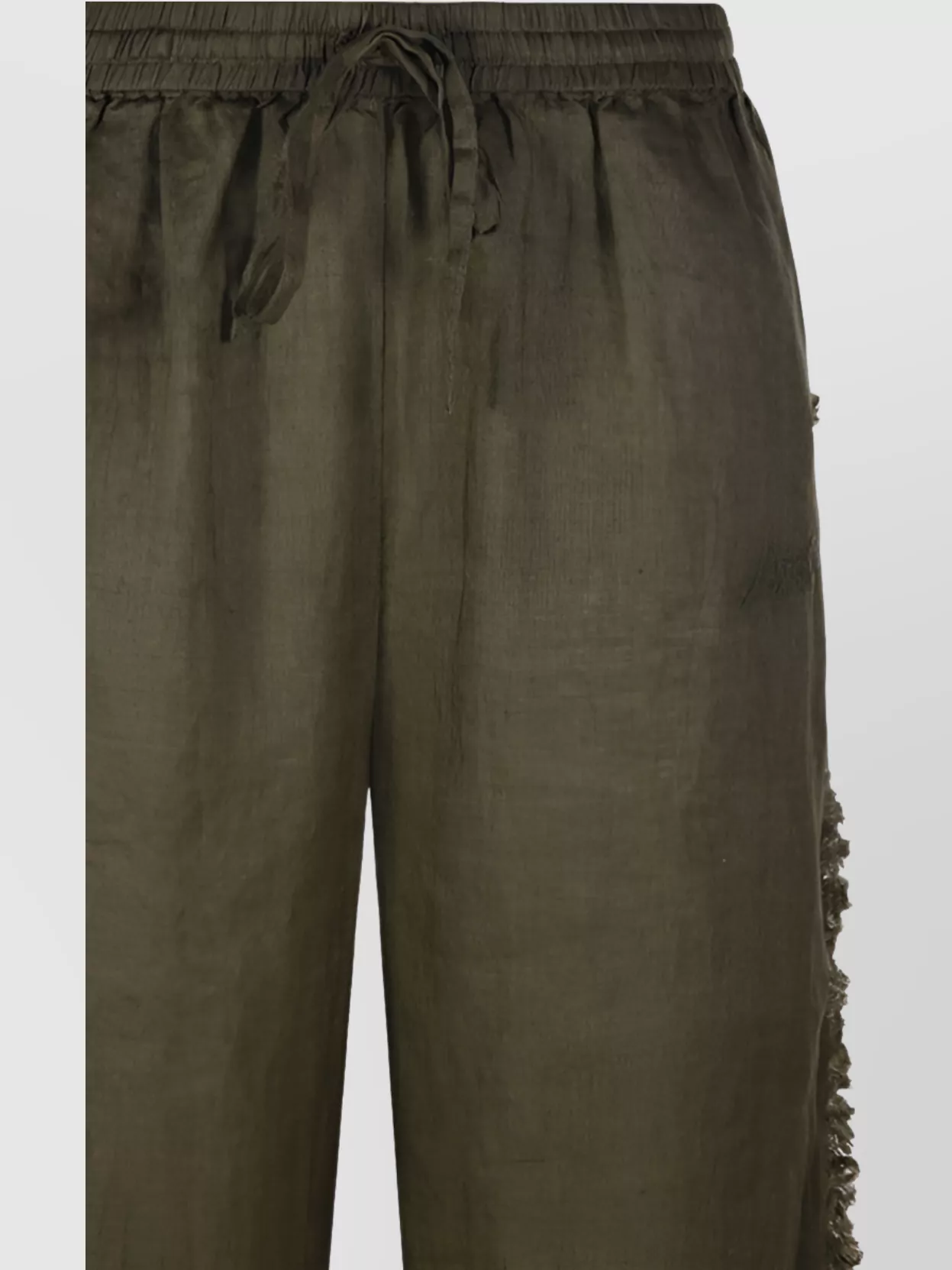 P.a.r.o.s.h Elastic Waistband Frayed Edges Wide-leg Trousers