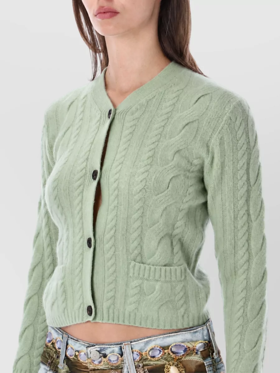 Acne Studios Cashmere Cable-Knit Fitted V-Neck Cardigan