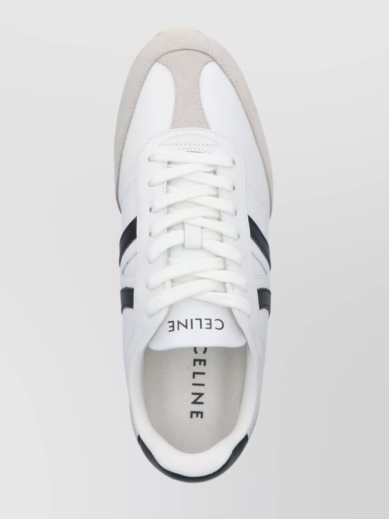 Celine White Calfskin Sneakers With Suede Inserts For Men