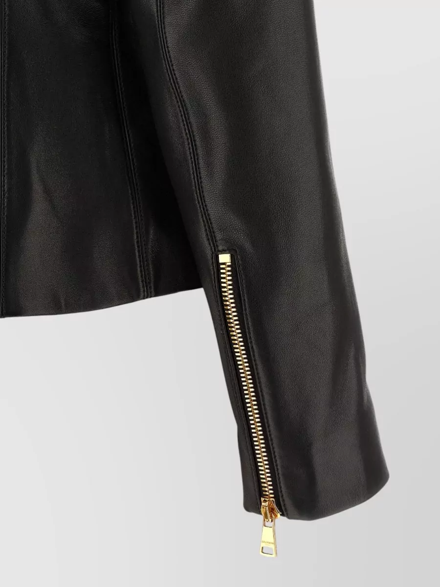 Balmain Lamb Leather Fitted Jacket
