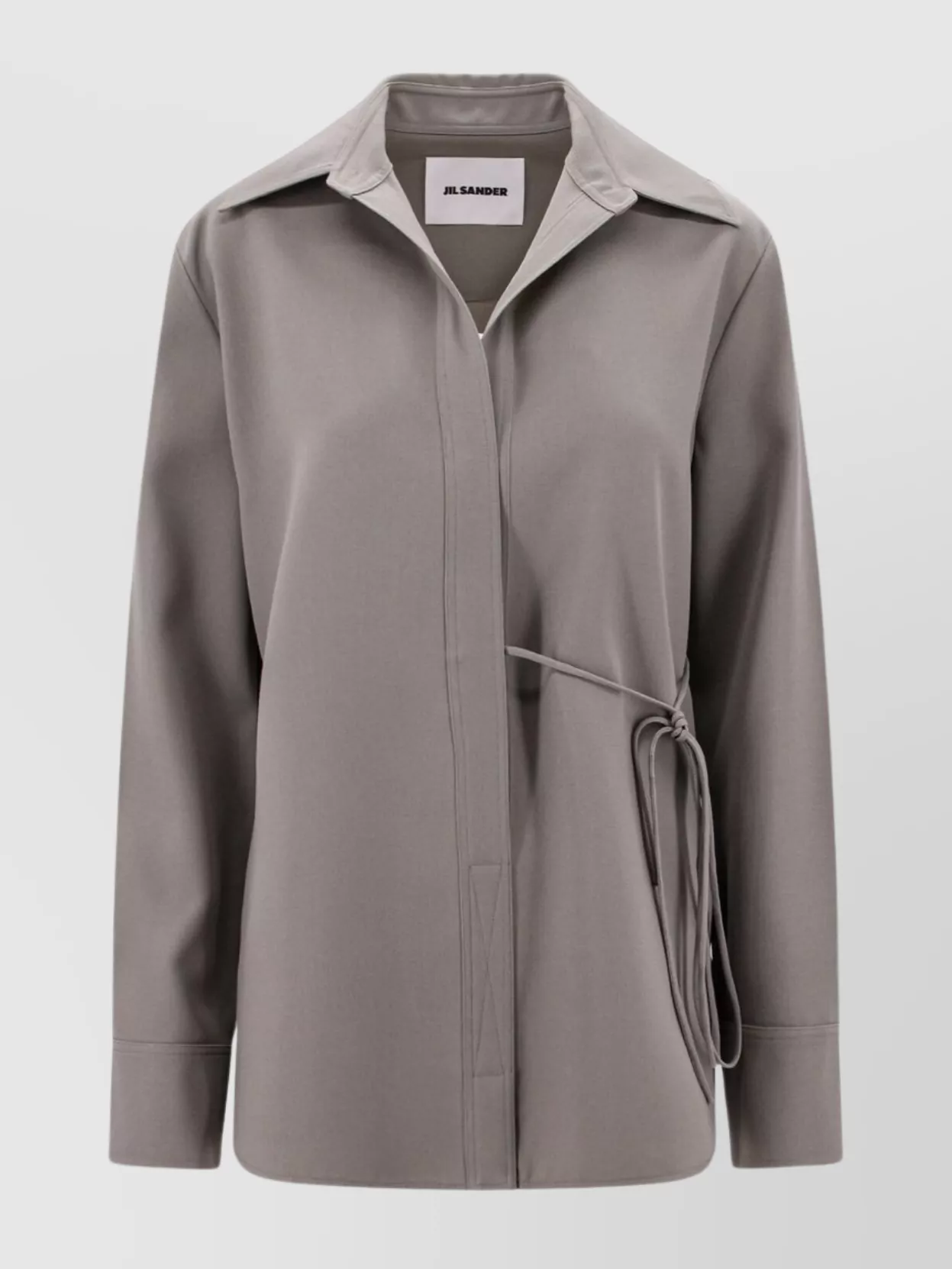 JIL SANDER WOOL SHIRT WITH V-NECKLINE AND FRONT TIE