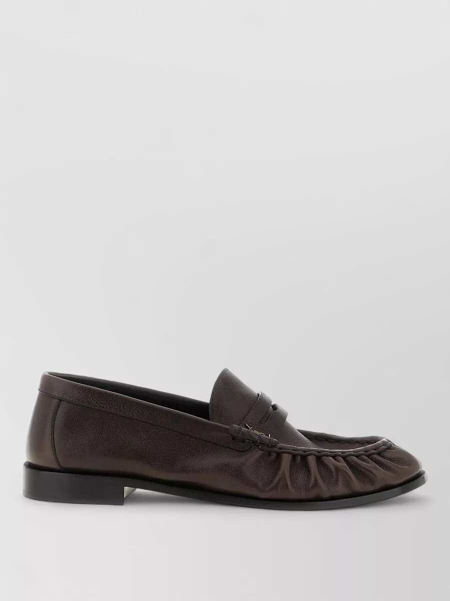 Saint Laurent Loafer Shoe Round Toe Ruched Design