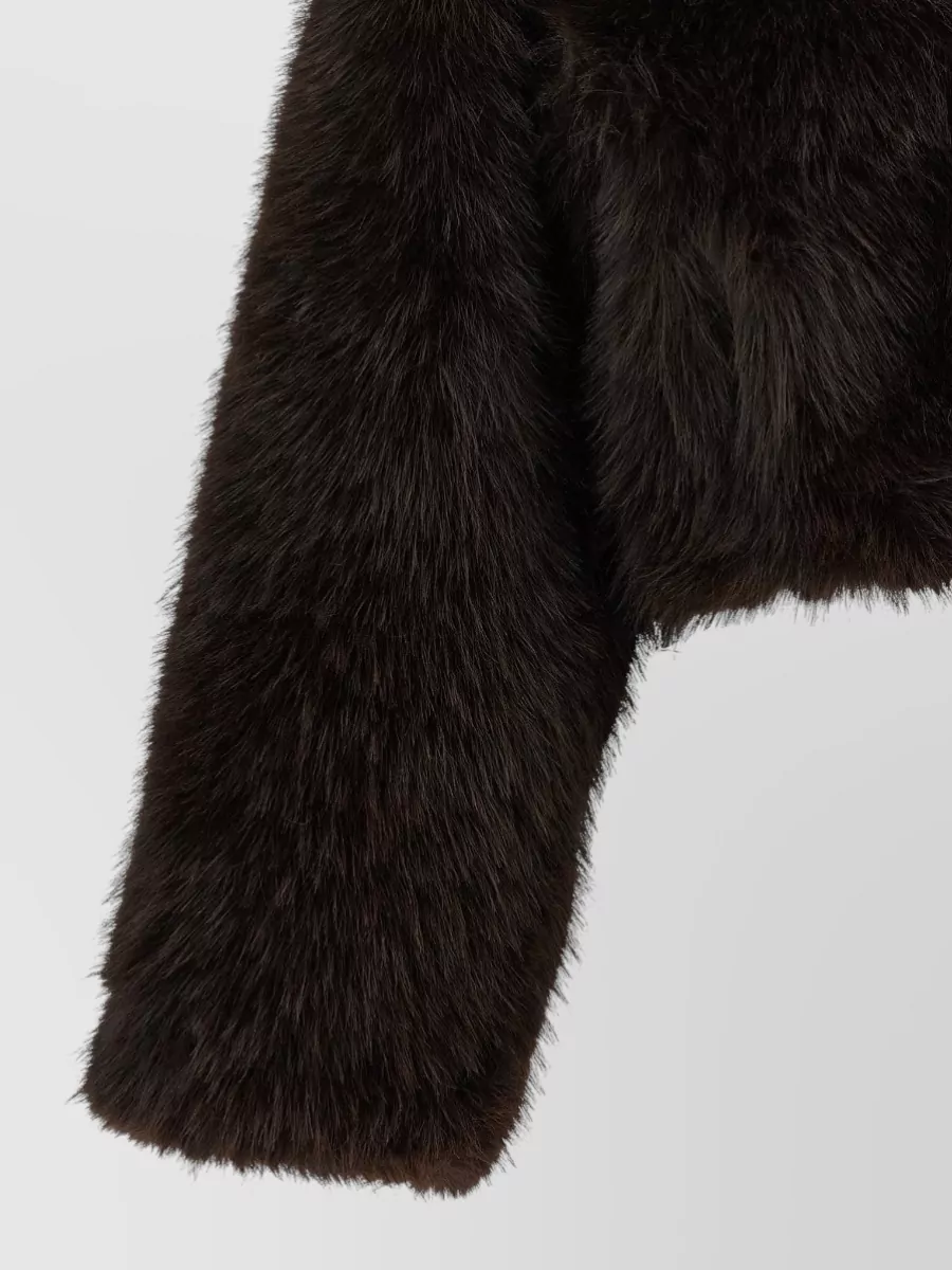 Rotate Birger Christensen Cropped Faux Fur Jacket
