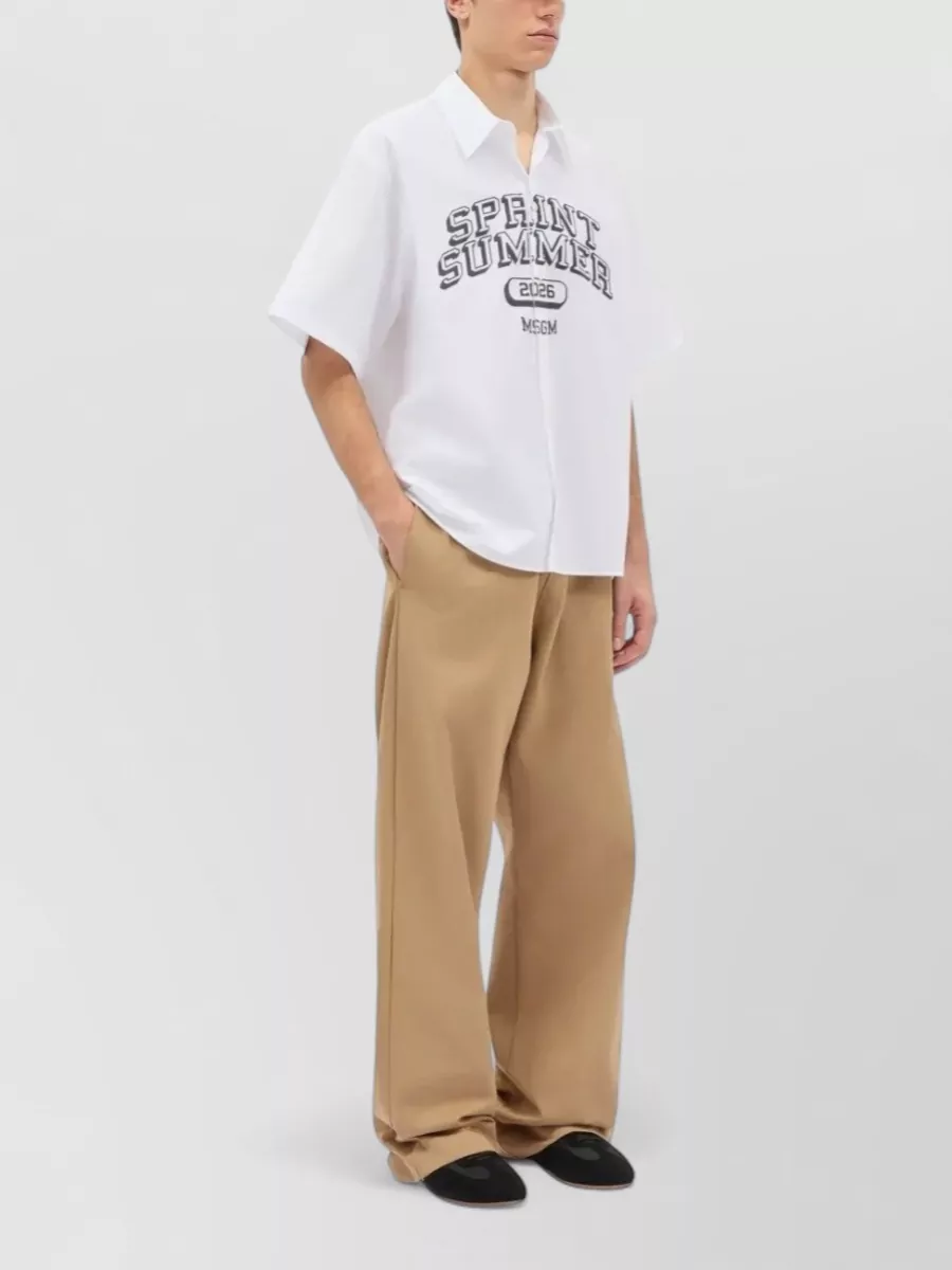 Msgm Cotton Wide-Leg Trousers