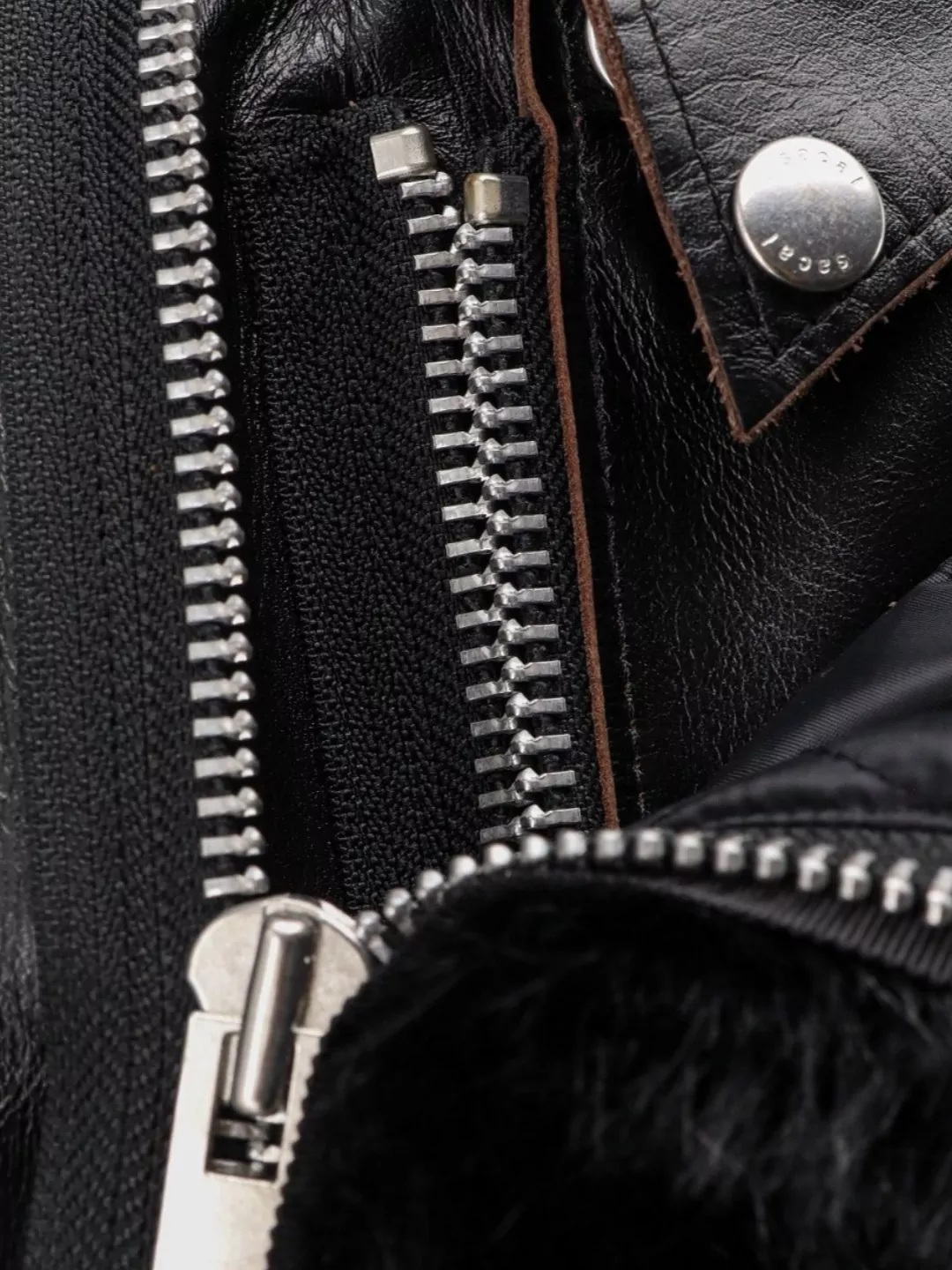 Sacai Leather Jacket With Adjustable Side Straps