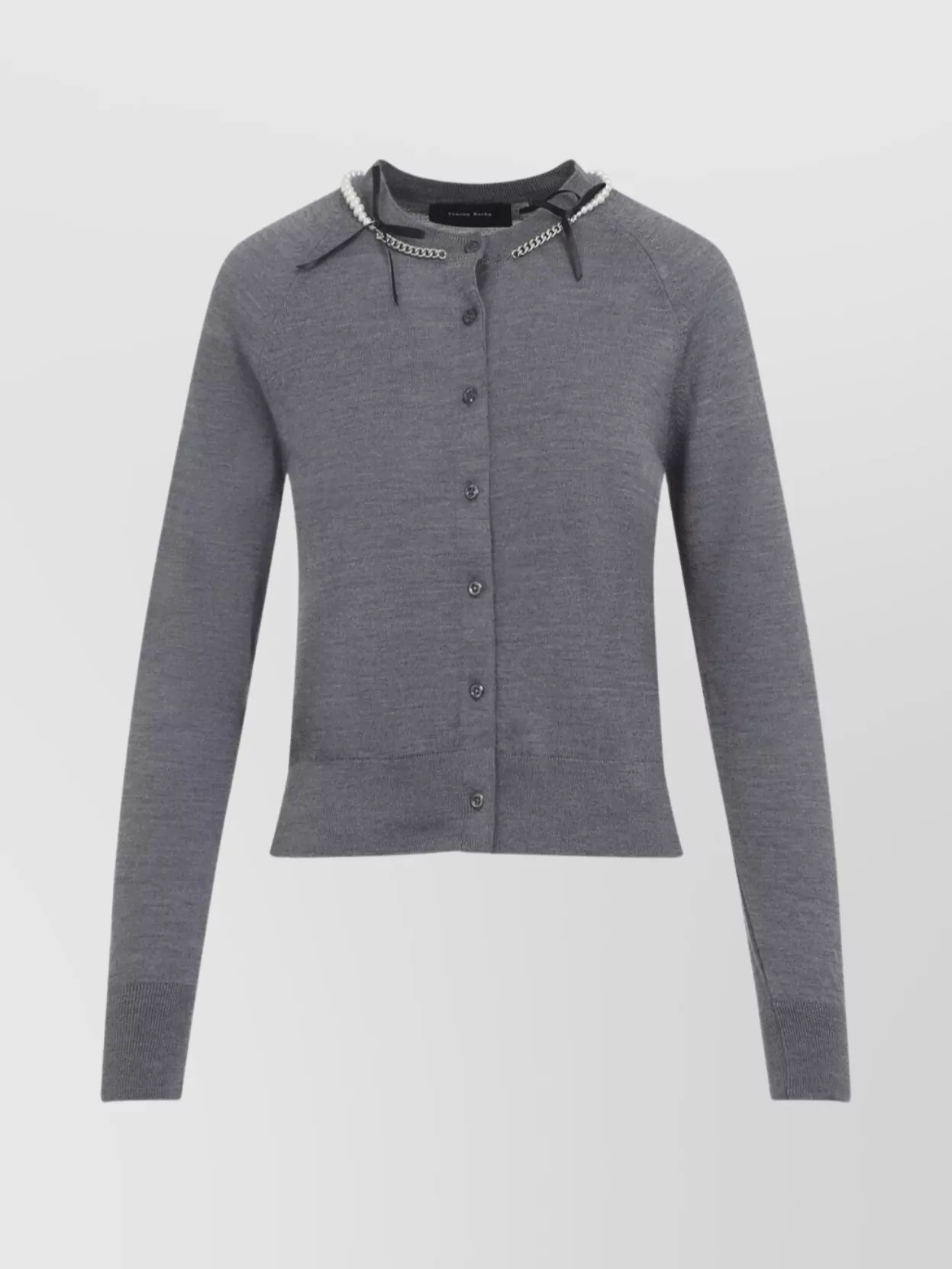 Simone Rocha Long Sleeve Cardigan Featuring Chain Detail