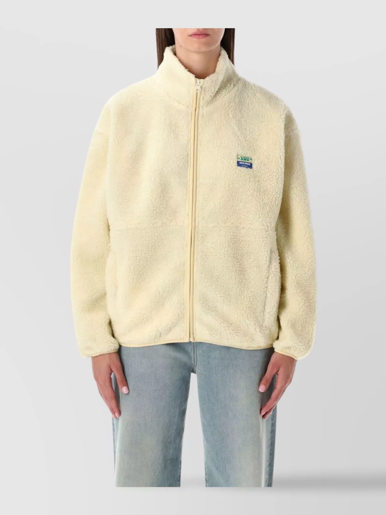 American Vintage Cozy Teddy Pile Jacket With High Collar