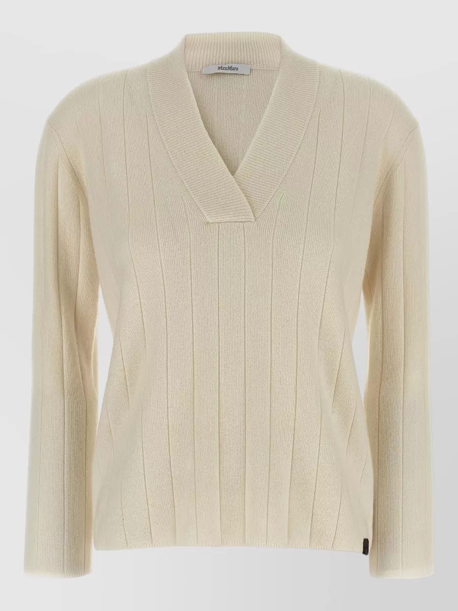 Max Mara Cashmere Ribbed V-Neck Sweatshirt