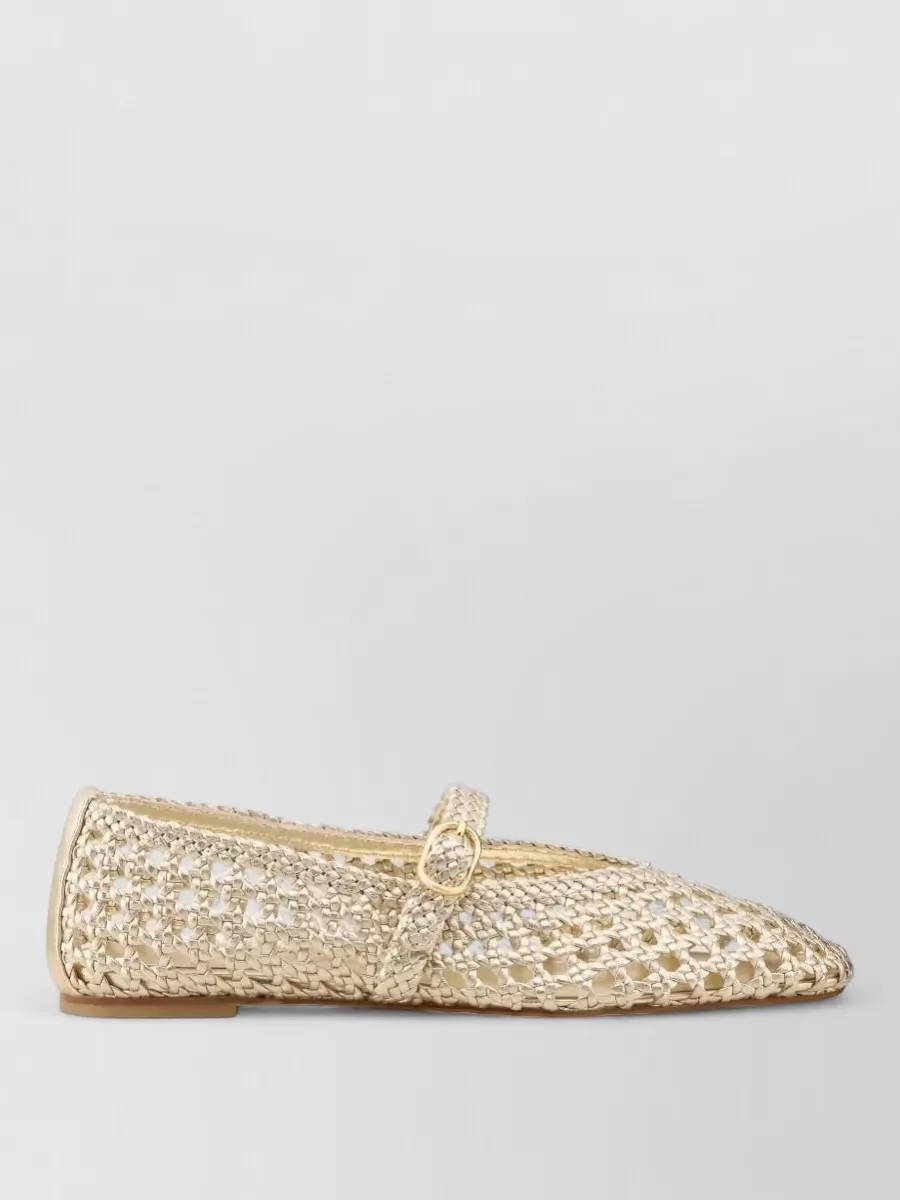 Stuart Weitzman Leather Woven Mary Jane Loafers