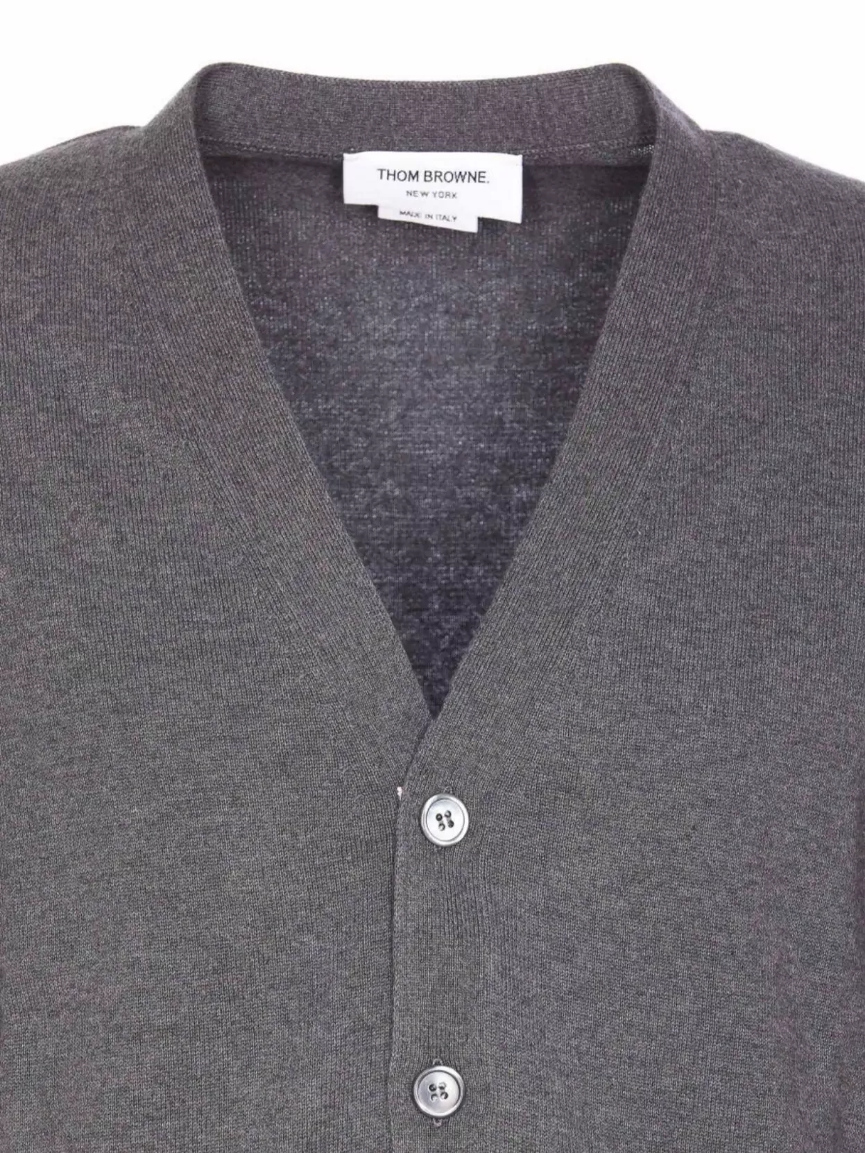 Shop Thom Browne Grey V-neck Cardigan Front Pockets