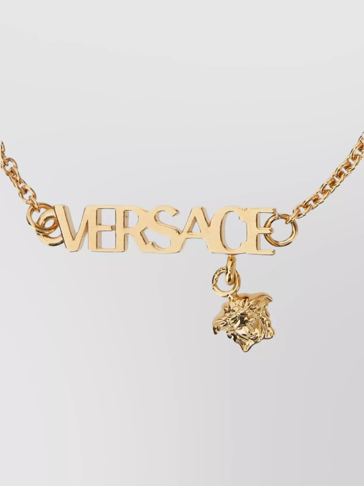 Versace Logo Chain Link Bracelet With Medusa Charm