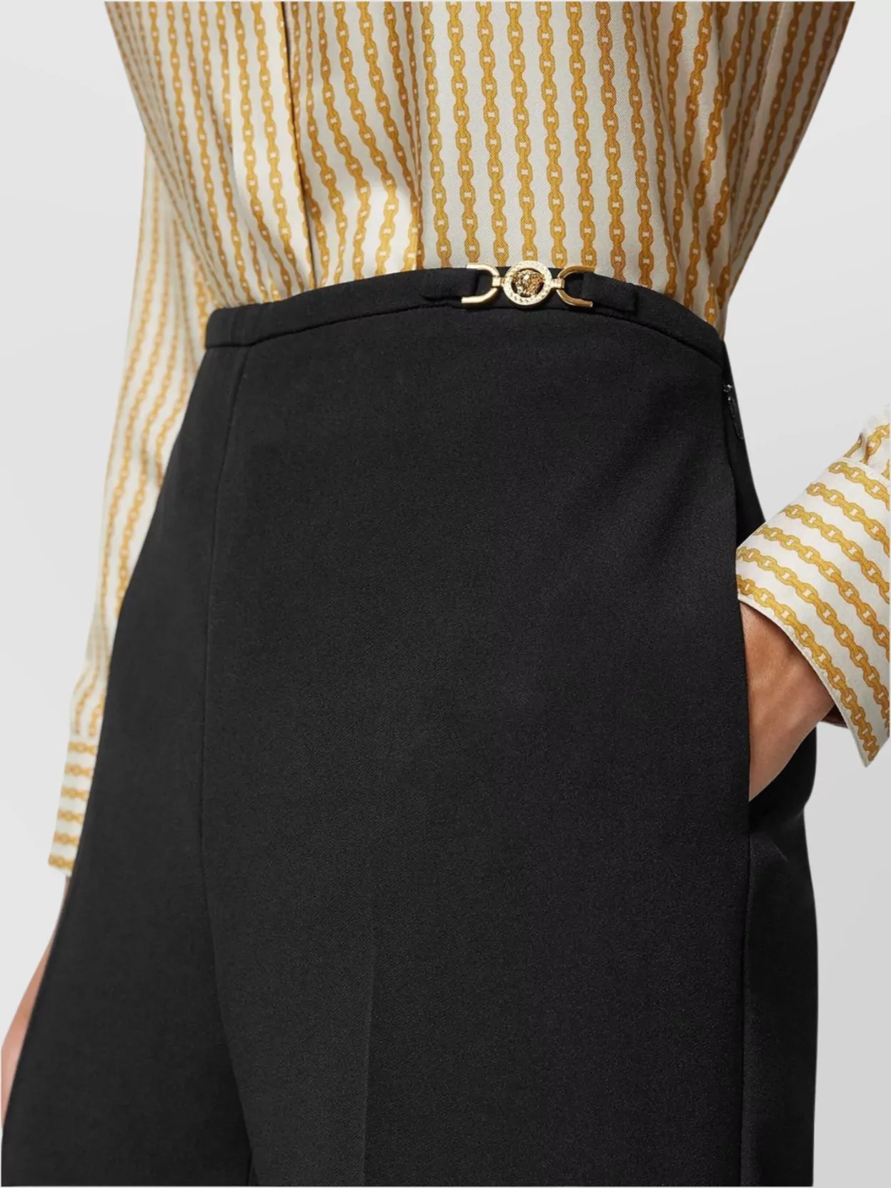 Versace Tailored Wide-Leg Pants Front Pleats