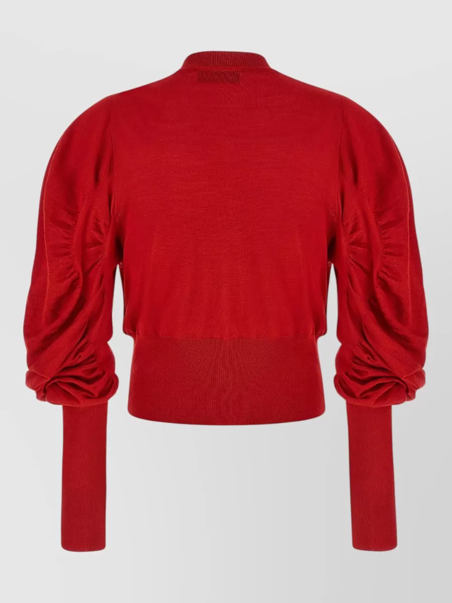 Vivienne Westwood Wool Silk Cropped Draped Long-Sleeve Cardigan