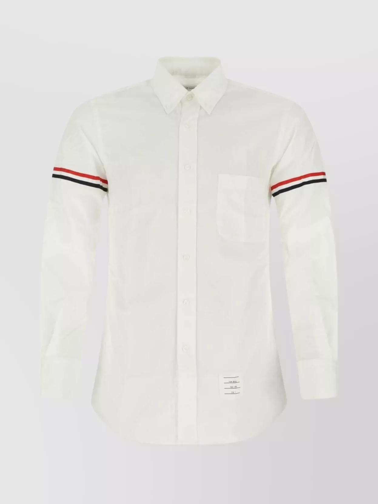 Shop Thom Browne Cotton Shirt With Chest Pocket And Cuffed Sleeves In White