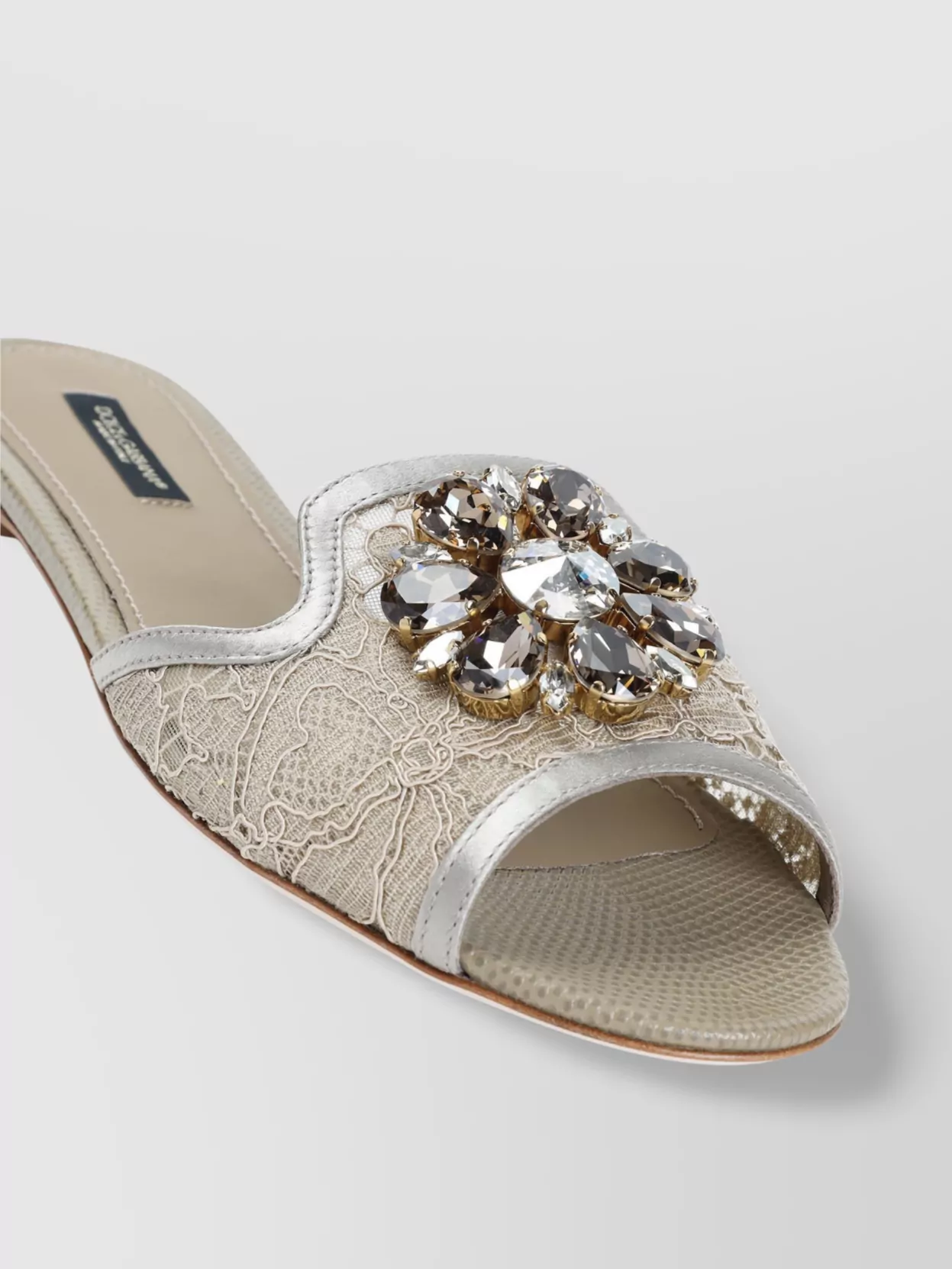 Dolce & Gabbana Lace Flat Sandals In White