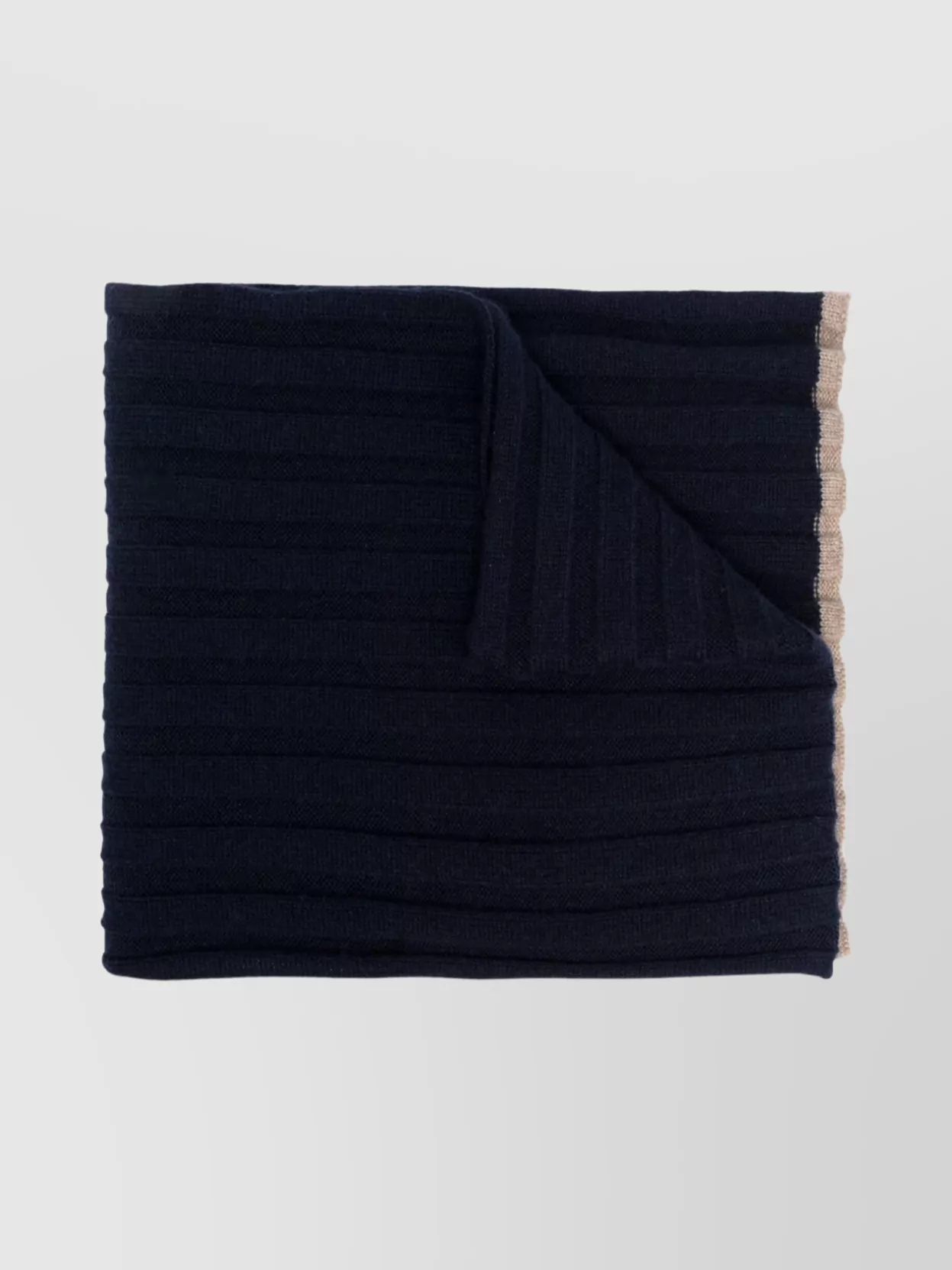Brunello Cucinelli Ribbed Knit Cashmere Scarf With Two-tone Border