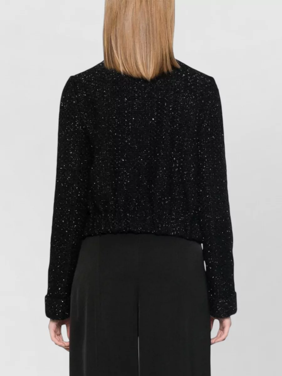Emporio Armani Lurex Tweed Sequin-Embellished Ruched Jacket