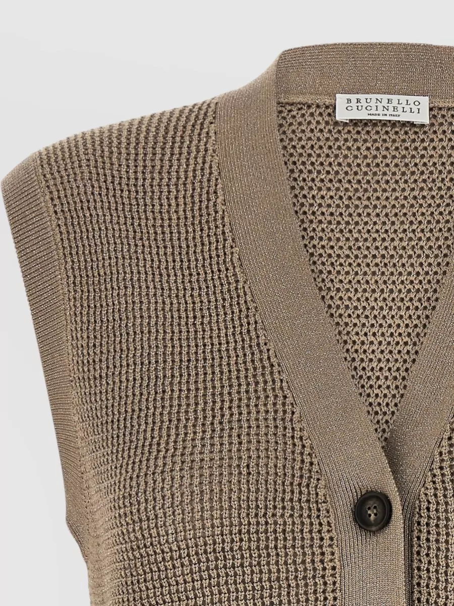 Brunello Cucinelli Knit Cotton Vest Sleeveless Design Pockets