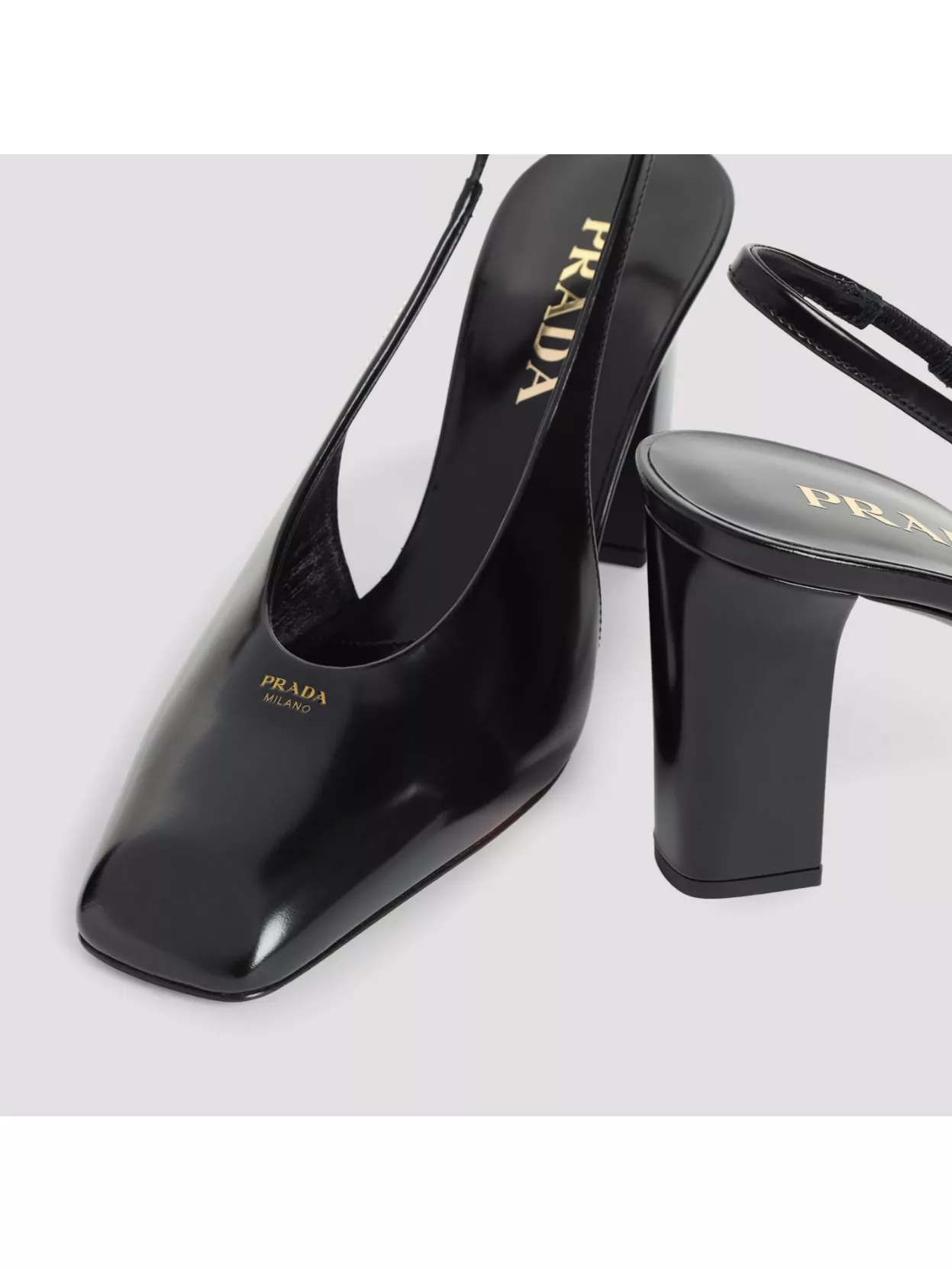Prada Heel block toe square pumps | The Fashion Square