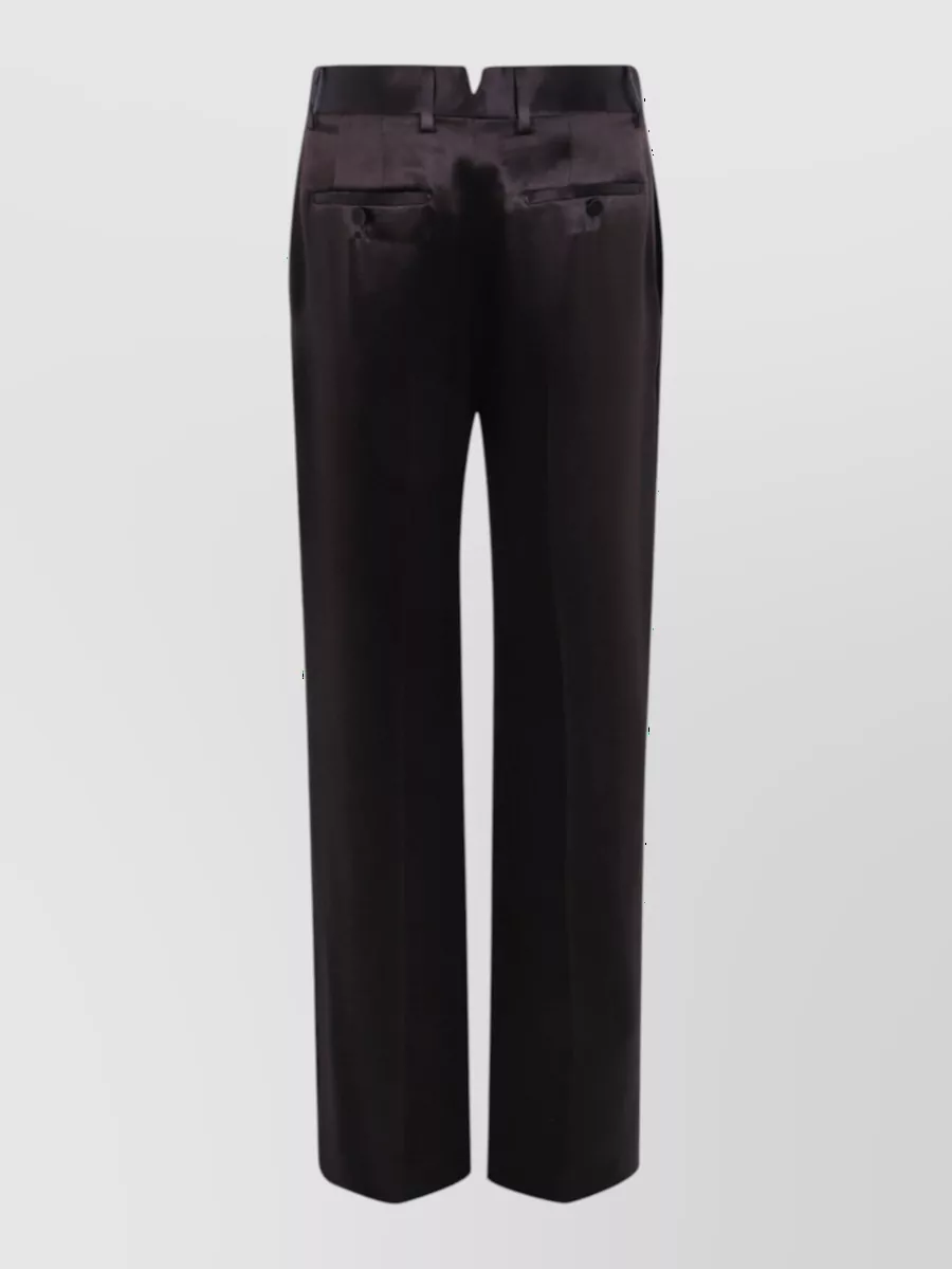 Tom Ford Silk Satin Wide-Leg Tailored Trousers