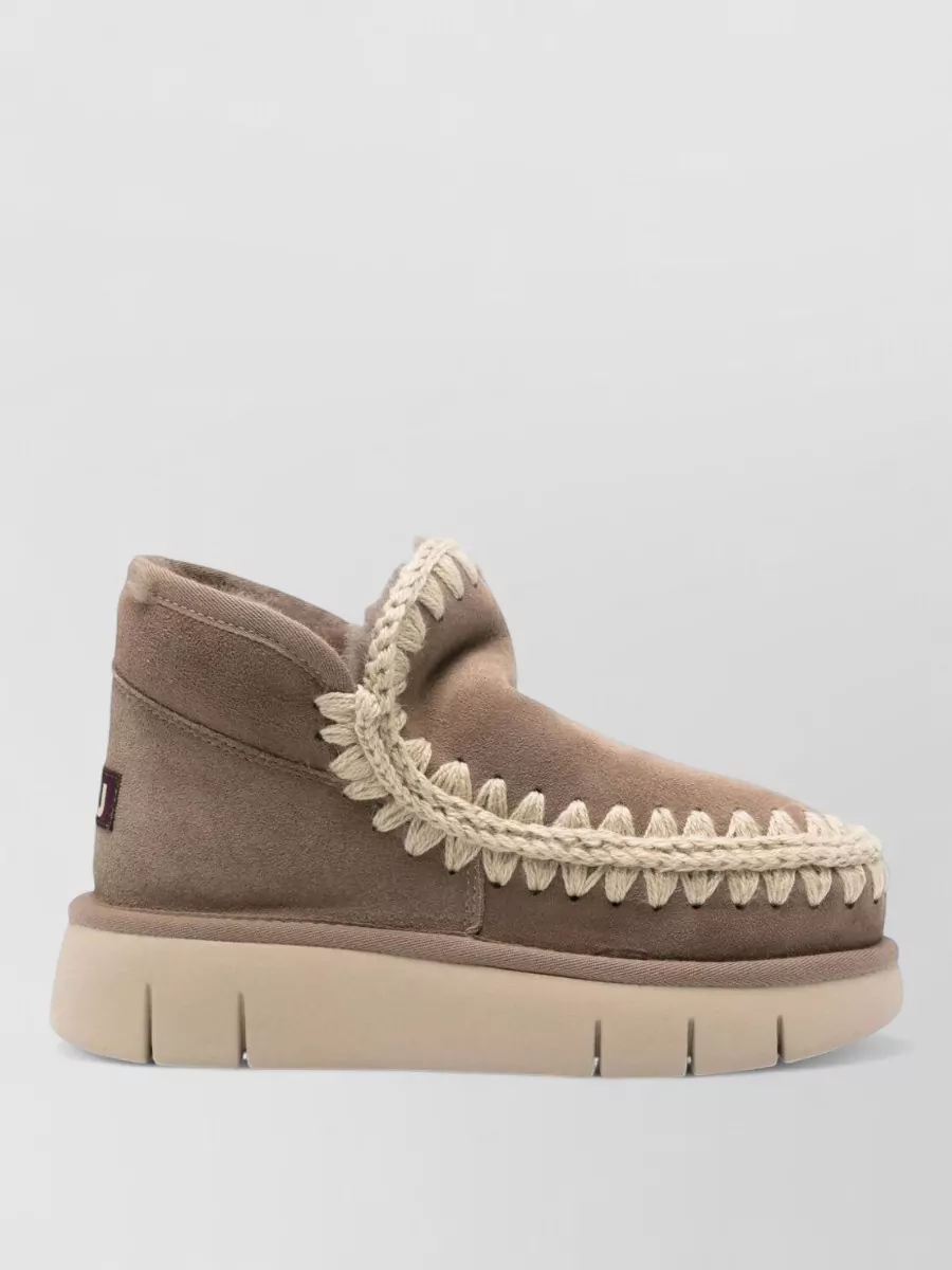Mou Shearling Platform Ankle Boots