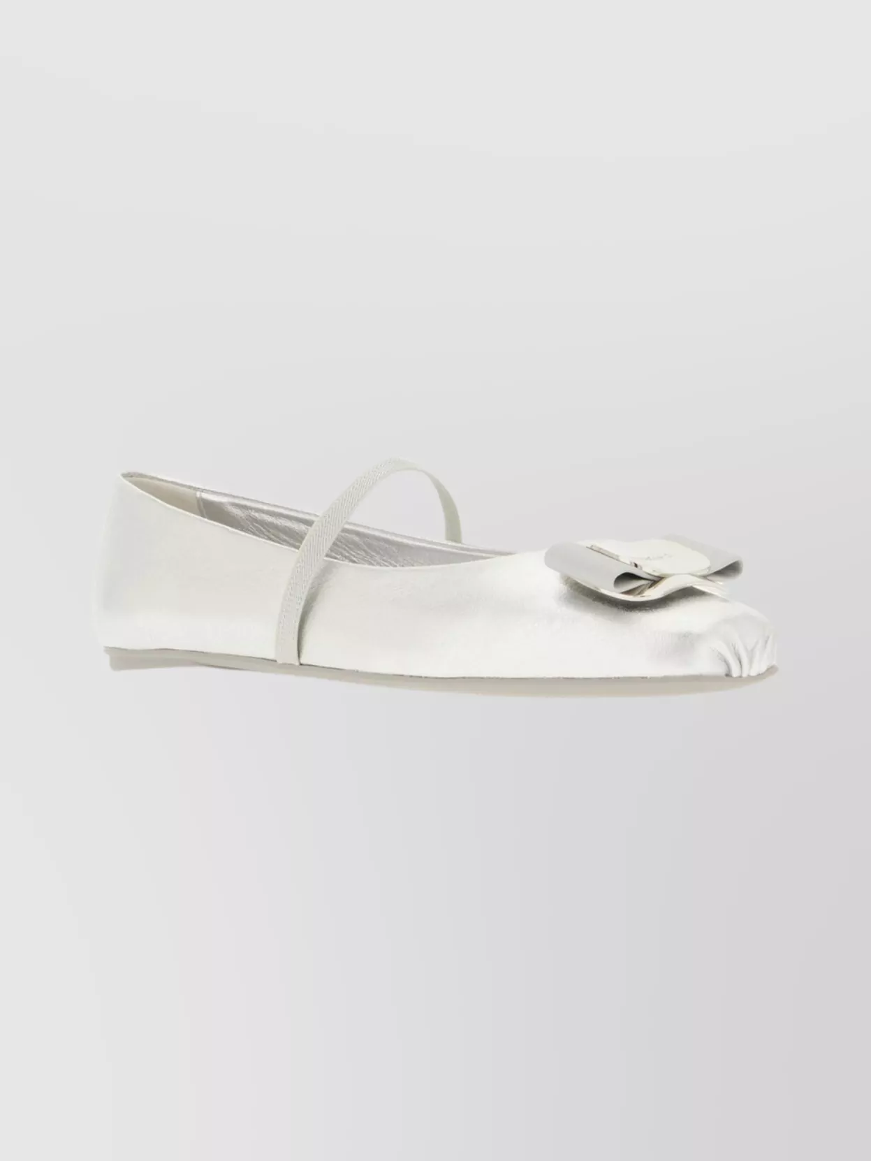 Ferragamo Zina Ballerina Shoes Bow Detail In Silver