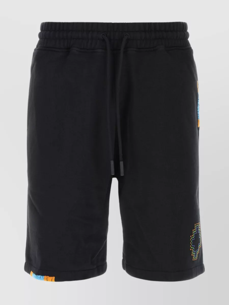 Shop Marcelo Burlon County Of Milan Stitch Cross Vintage Cotton Bermuda Shorts In Black
