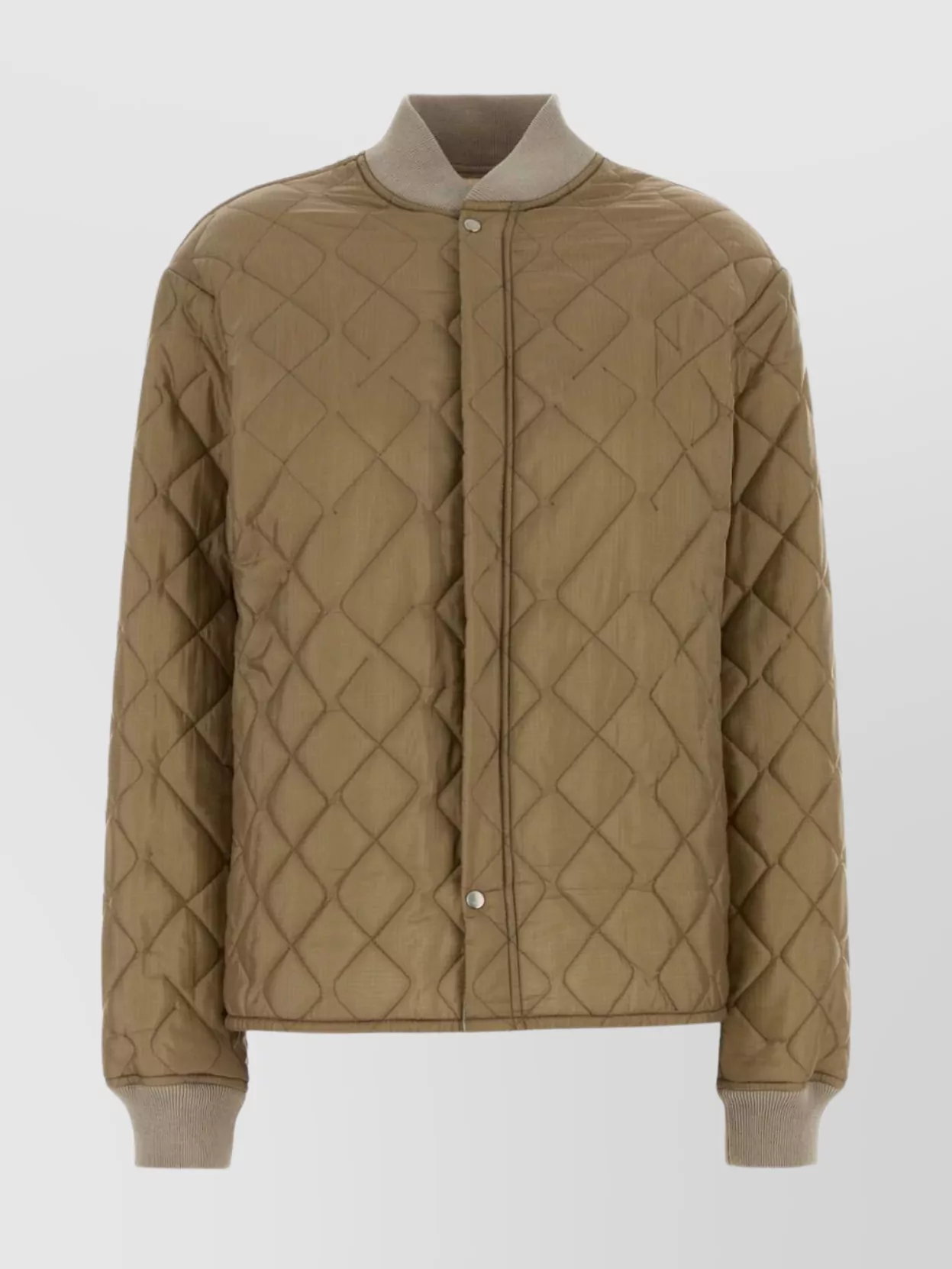 Maison Margiela Quilted Bomber Jacket With Ribbed Cuffs And Collar In Brown