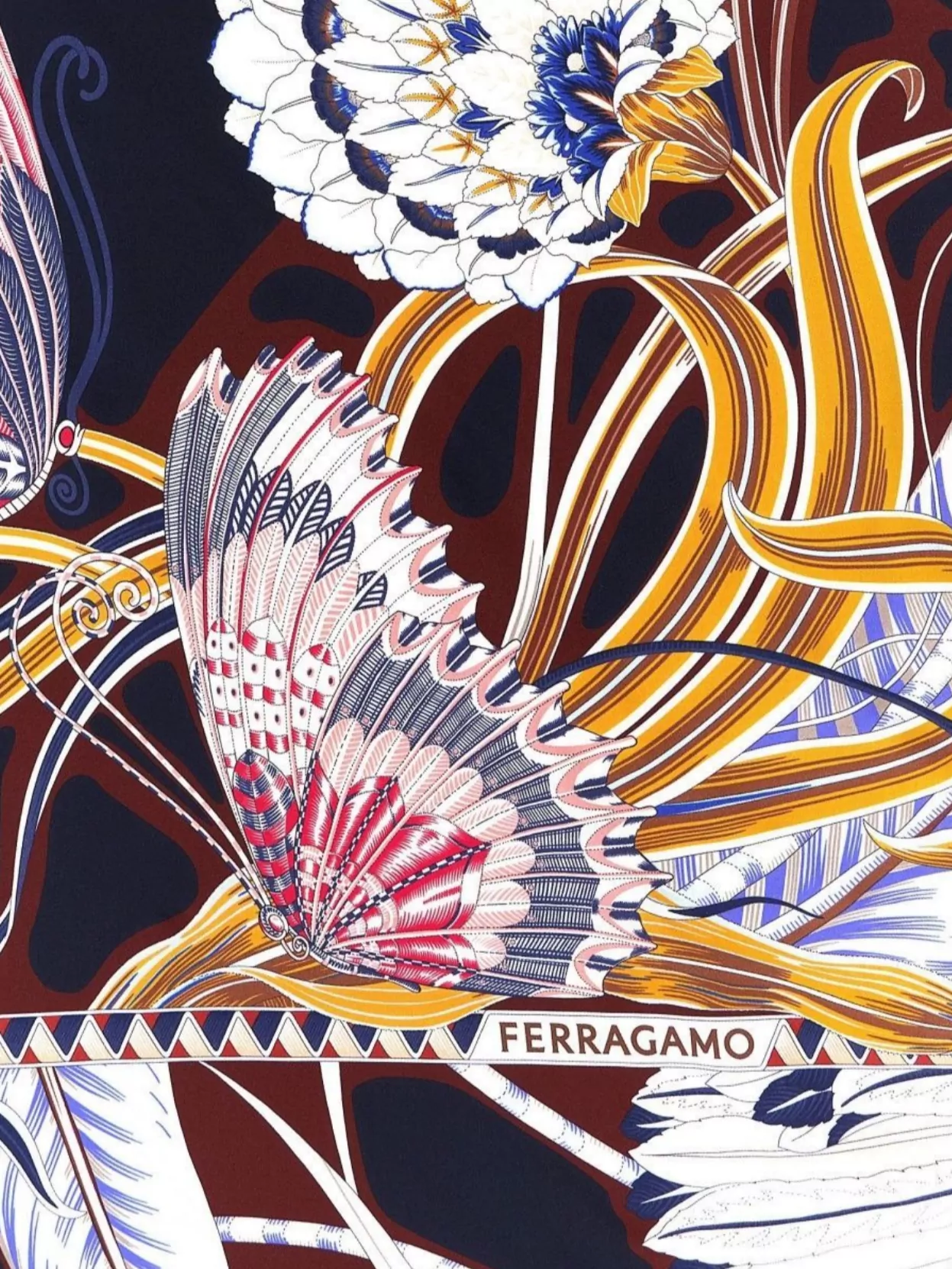Ferragamo Rectangular Scarf Featuring Intricate Pattern