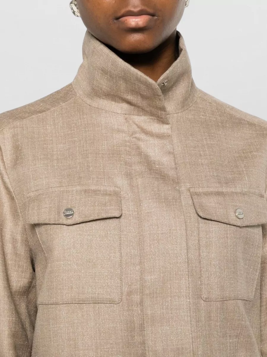Herno High Collar Jacket Buttoned Cuffs Pockets