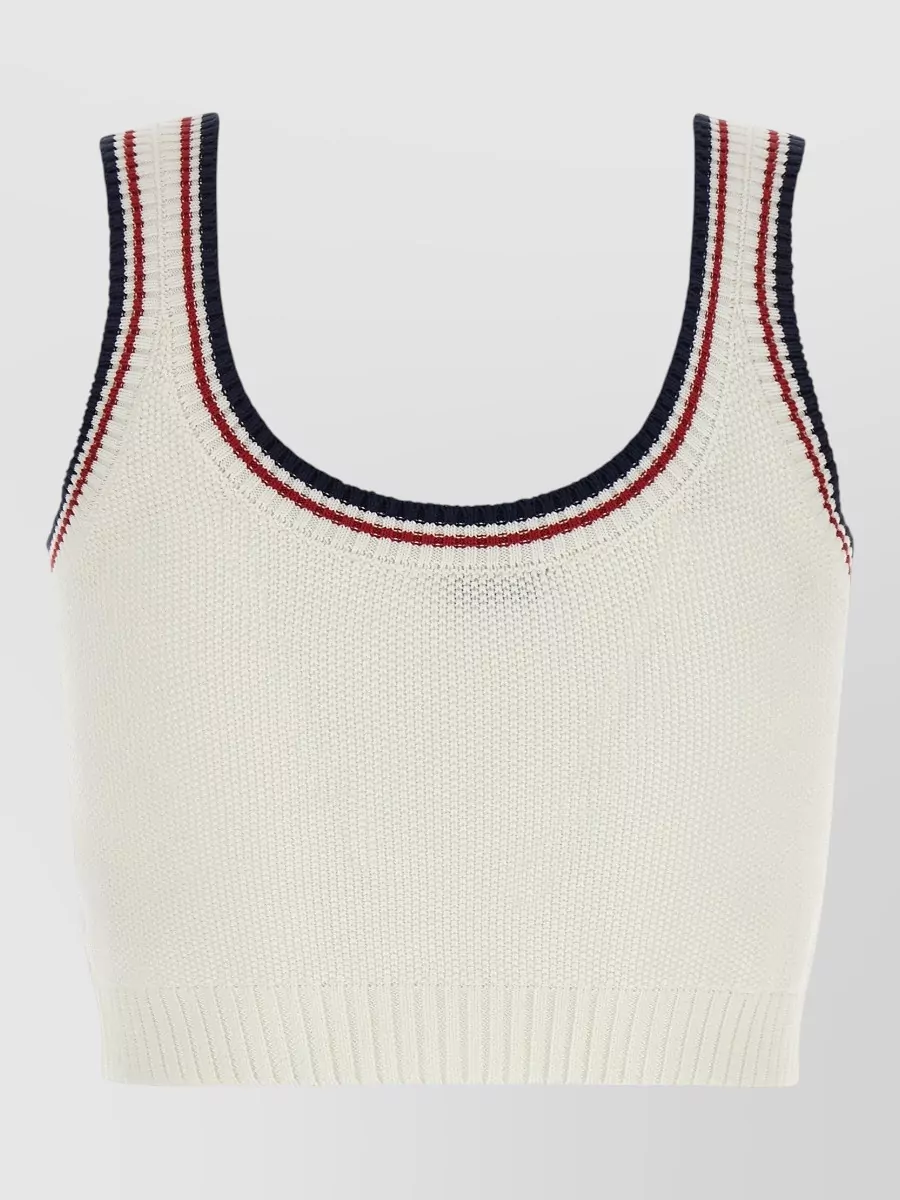 Brunello Cucinelli Ribbed Cropped Sleeveless Knitted Top